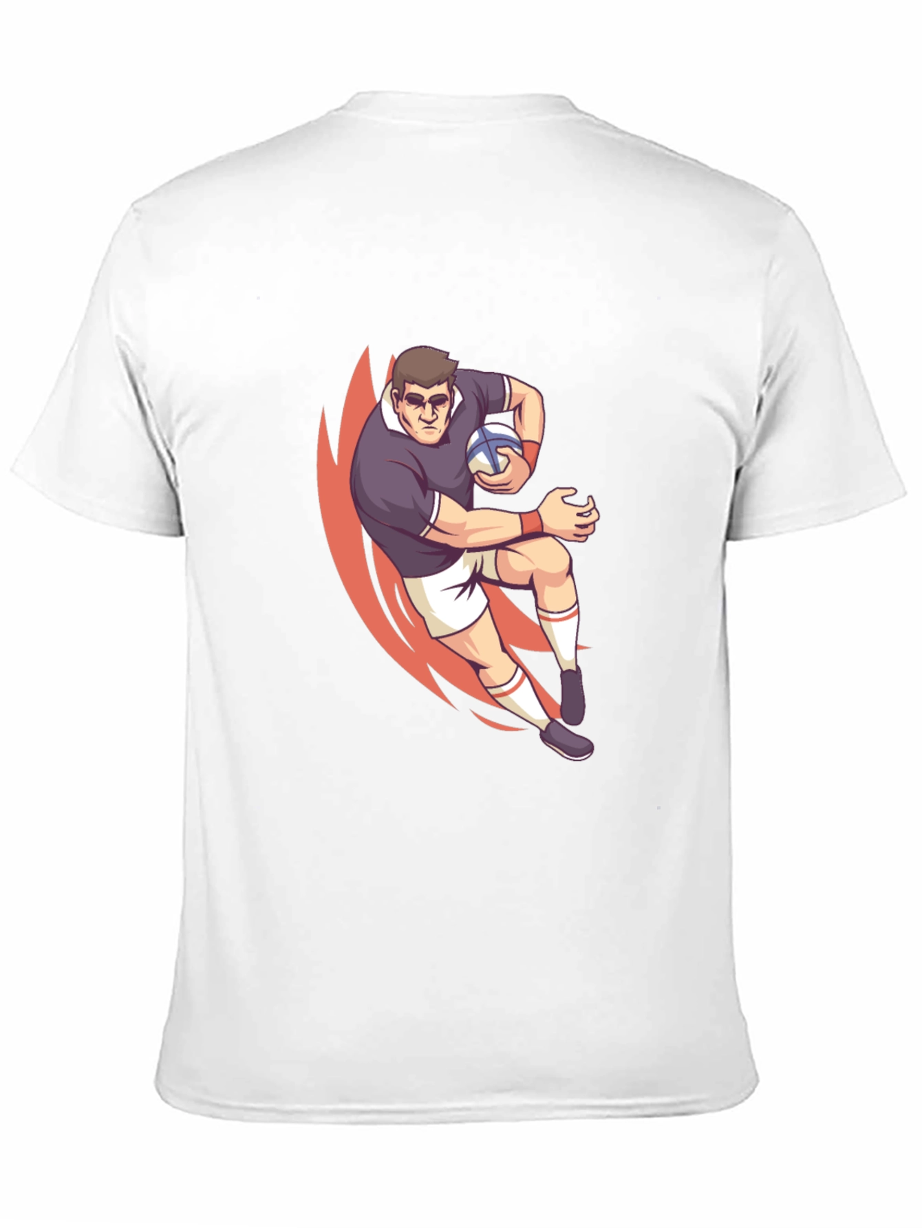 Rugby Player Graphic T-Shirt - Black