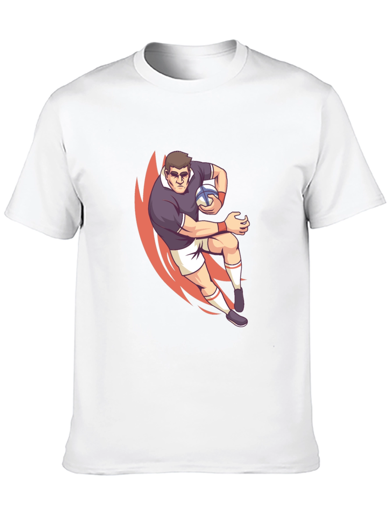 Rugby Player Graphic T-Shirt - Black