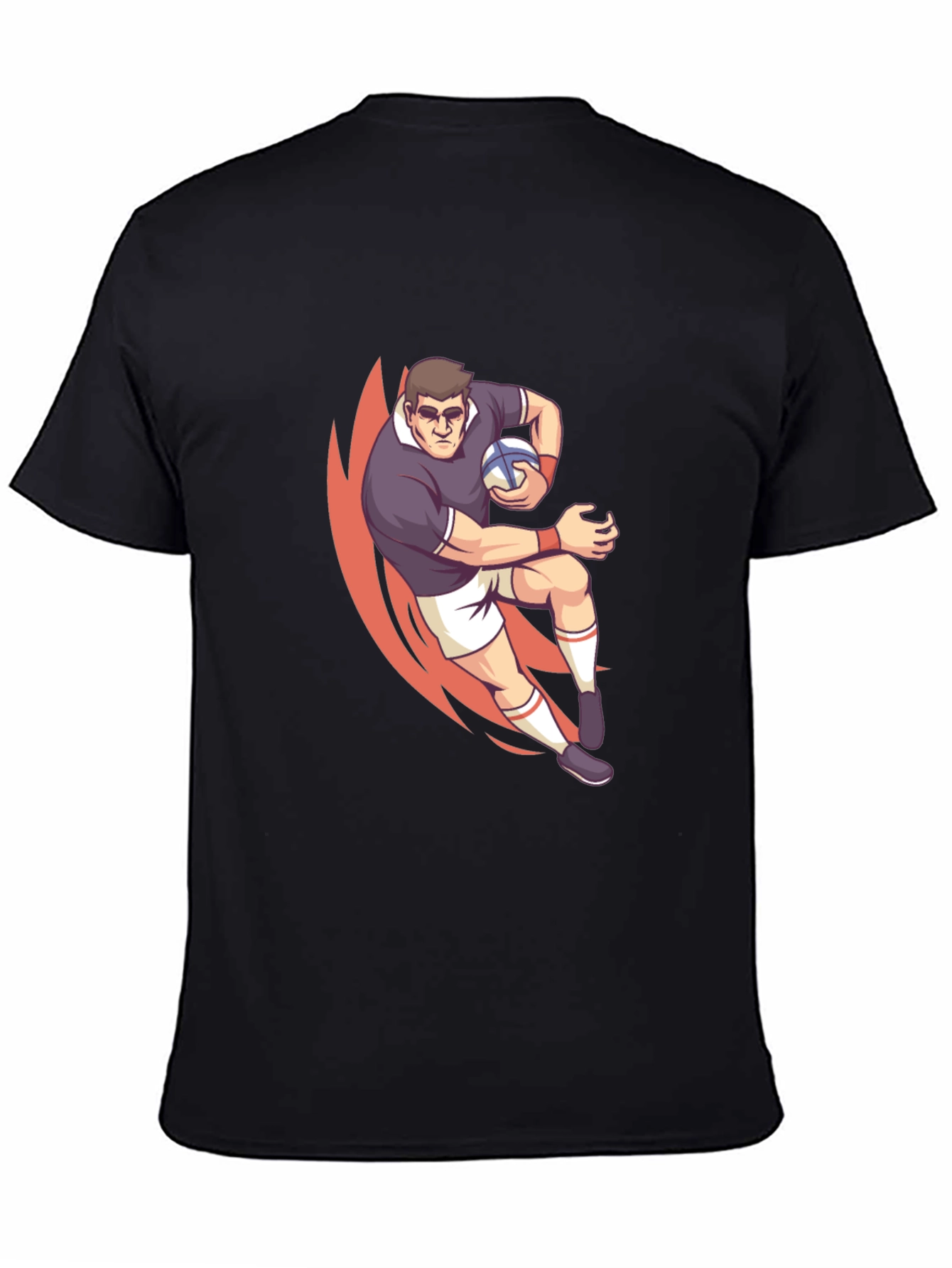 Rugby Player Graphic T-Shirt - Black