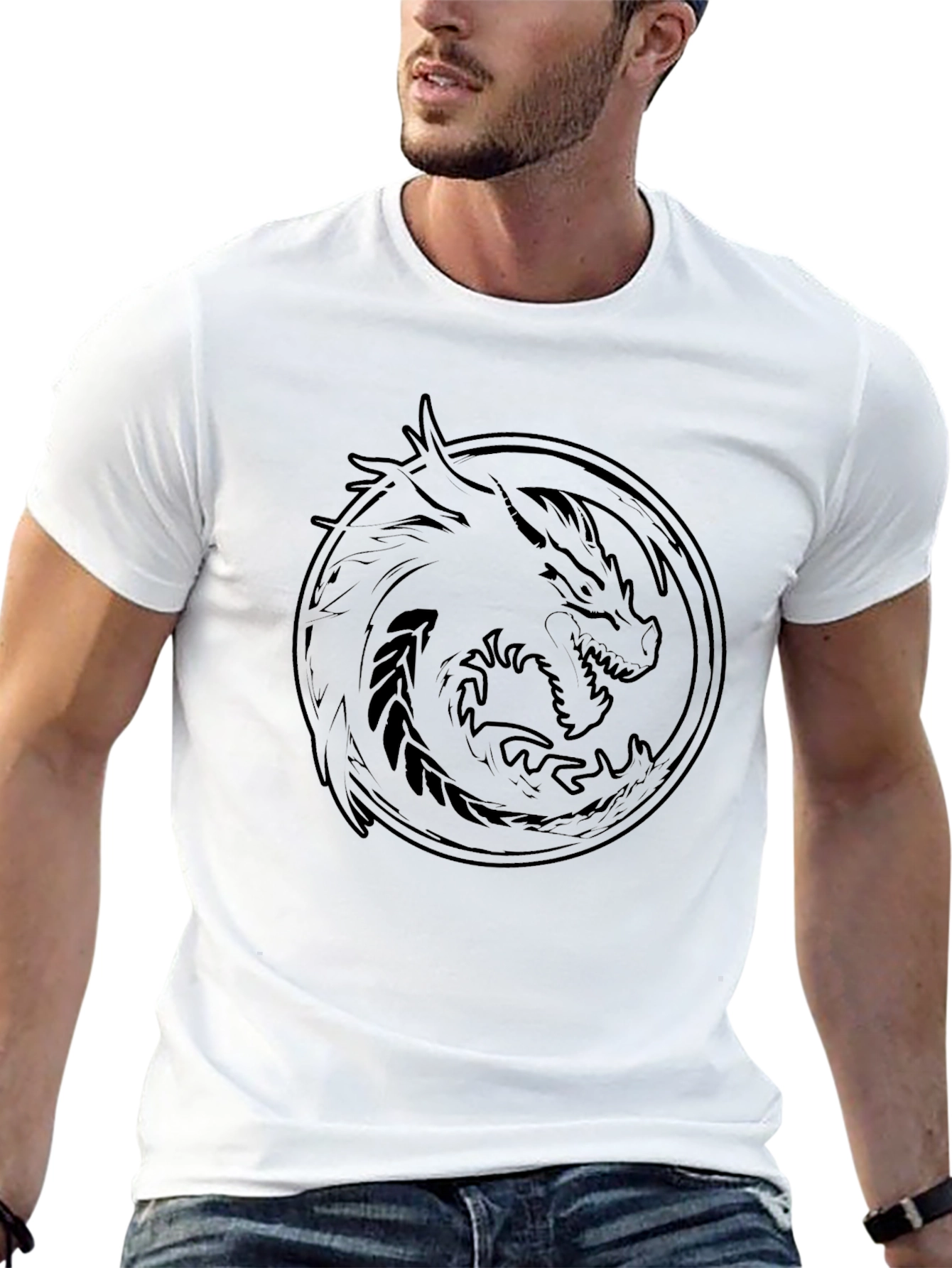 Dragon Circle Graphic Tee - Mens Black T-Shirt