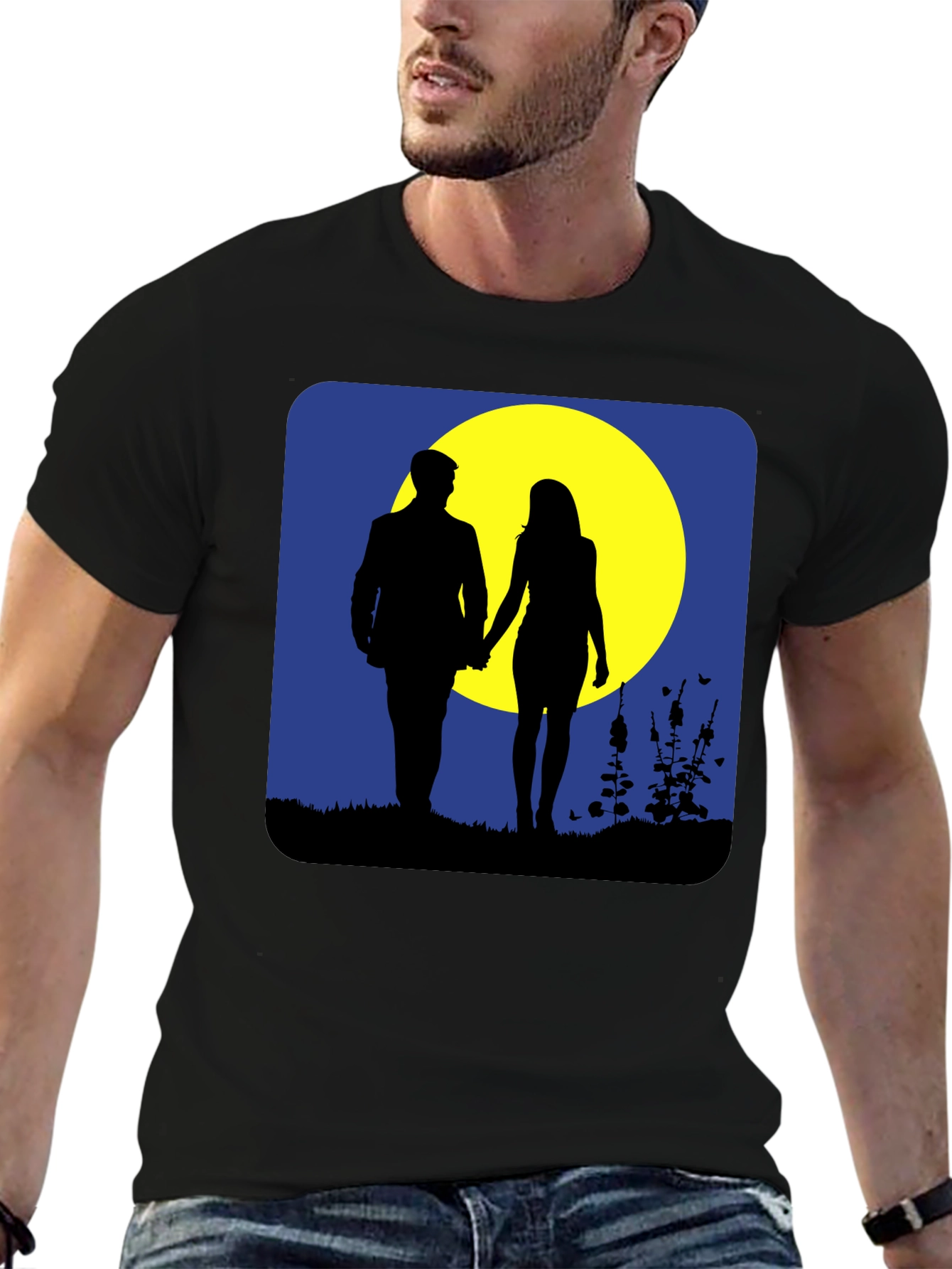 Romantic Moonlight Walk Graphic T-Shirt