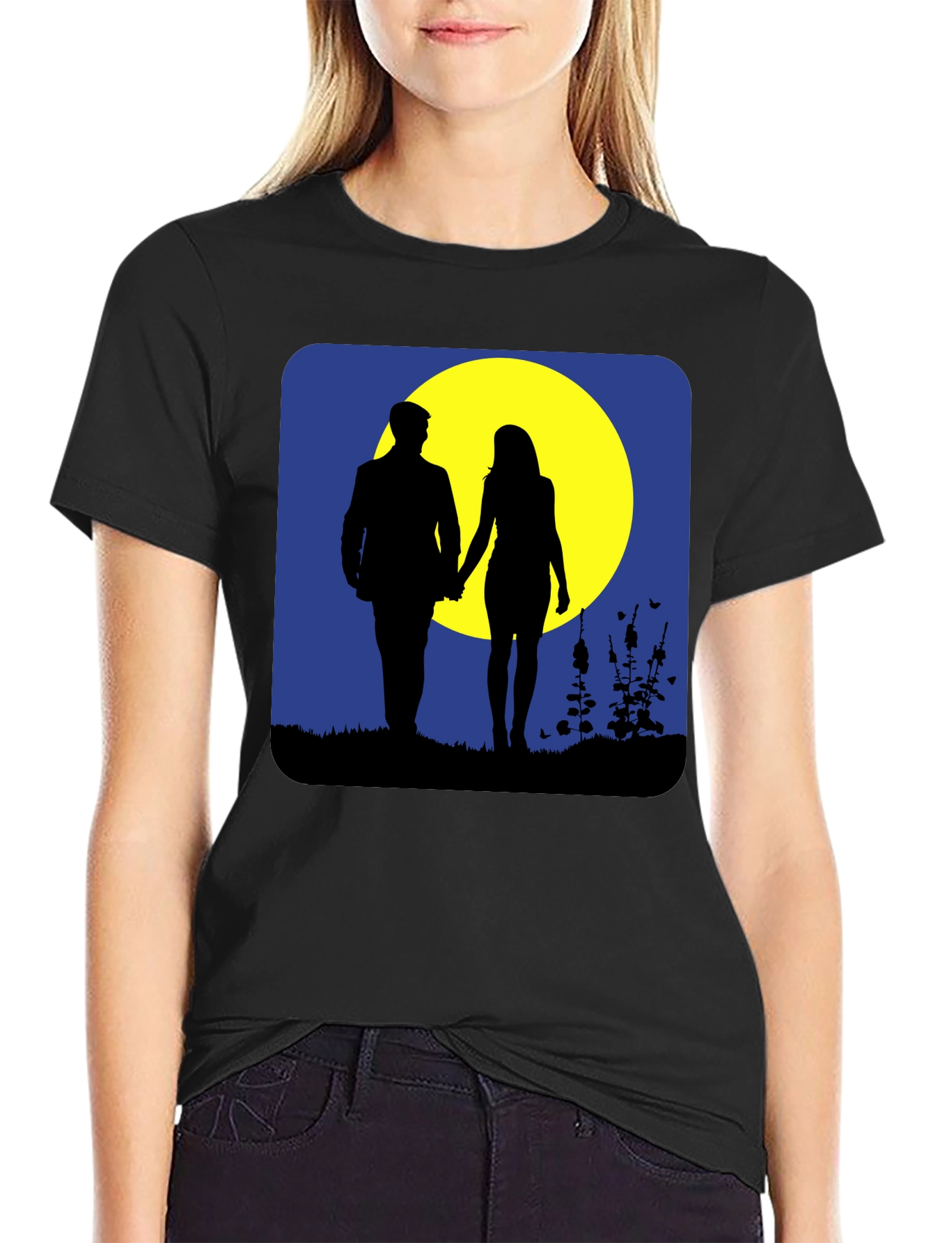 Romantic Moonlight Walk Graphic T-Shirt