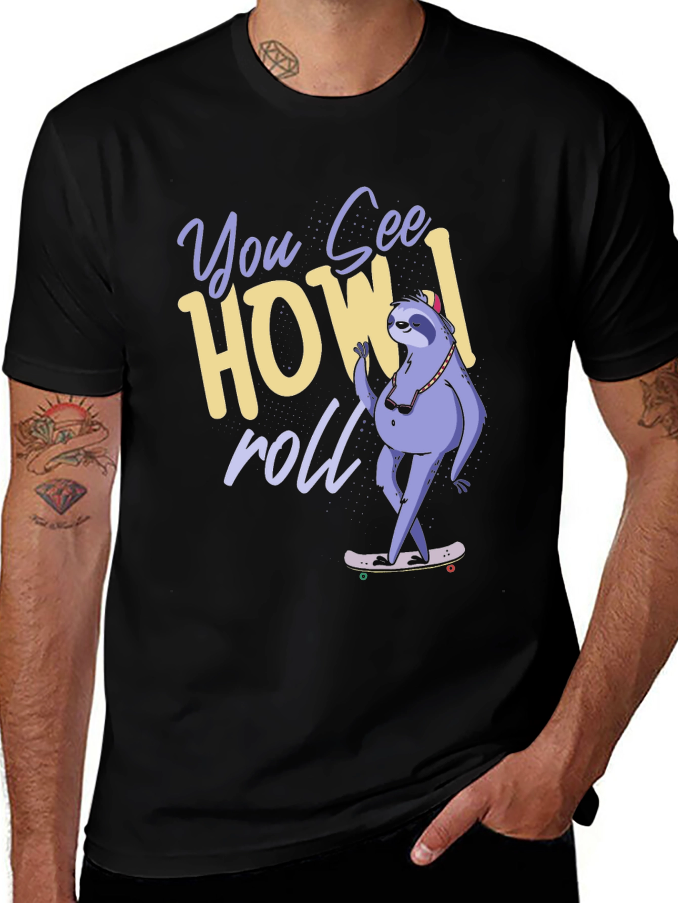 Sloth Skateboard T-Shirt - How I Roll Graphic Tee