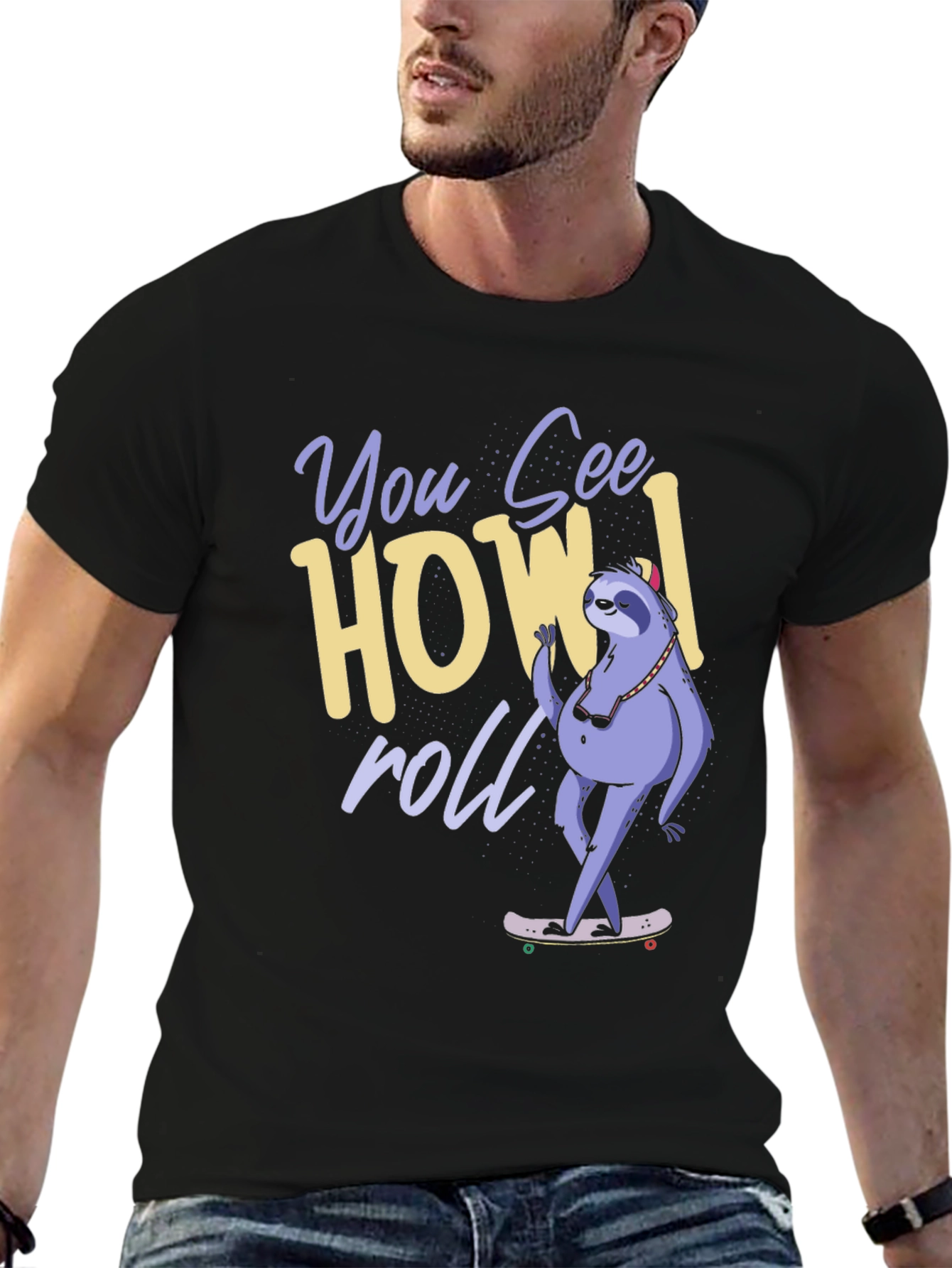 Sloth Skateboard T-Shirt - How I Roll Graphic Tee