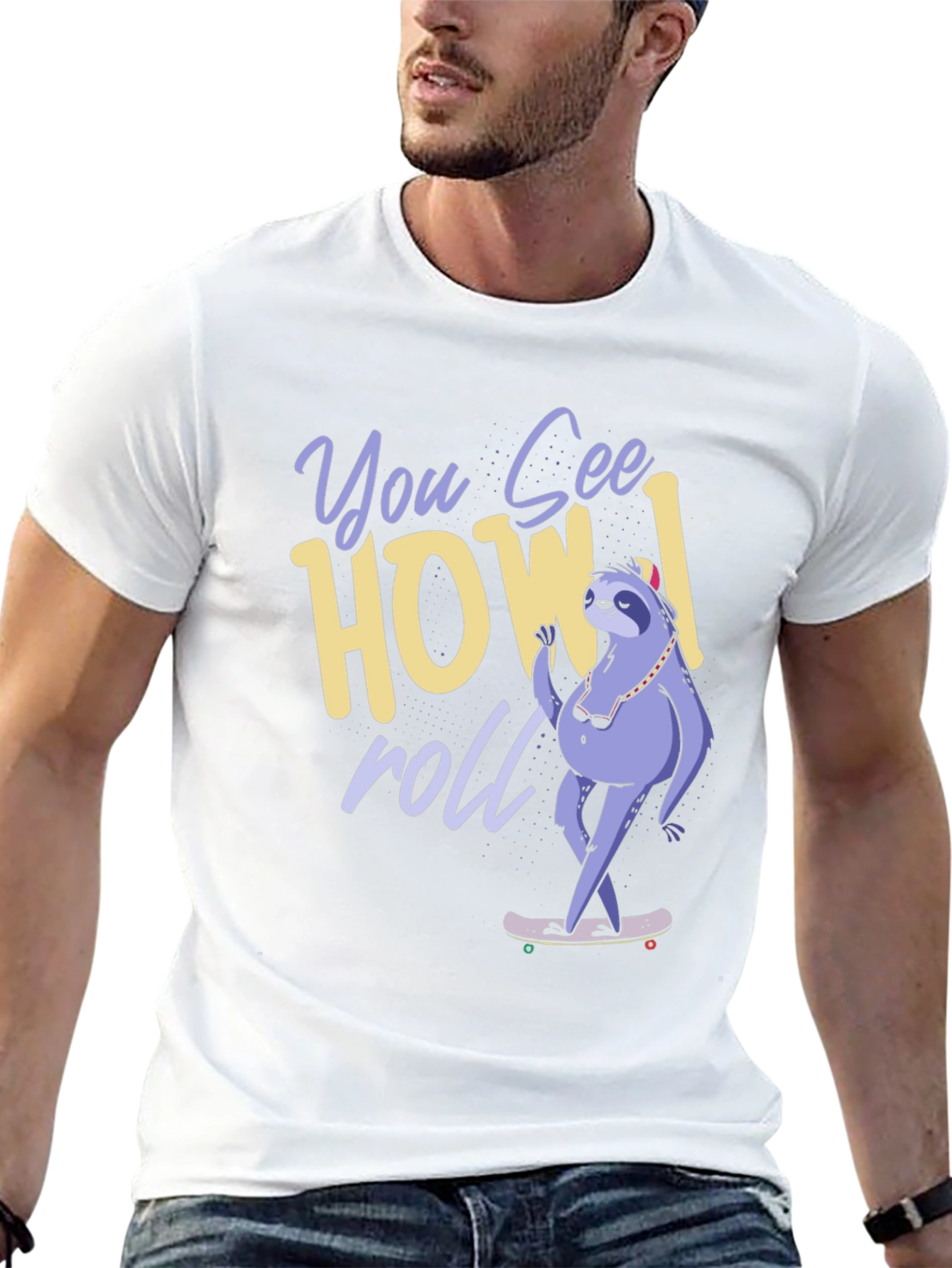 Sloth Skateboard T-Shirt - How I Roll Graphic Tee