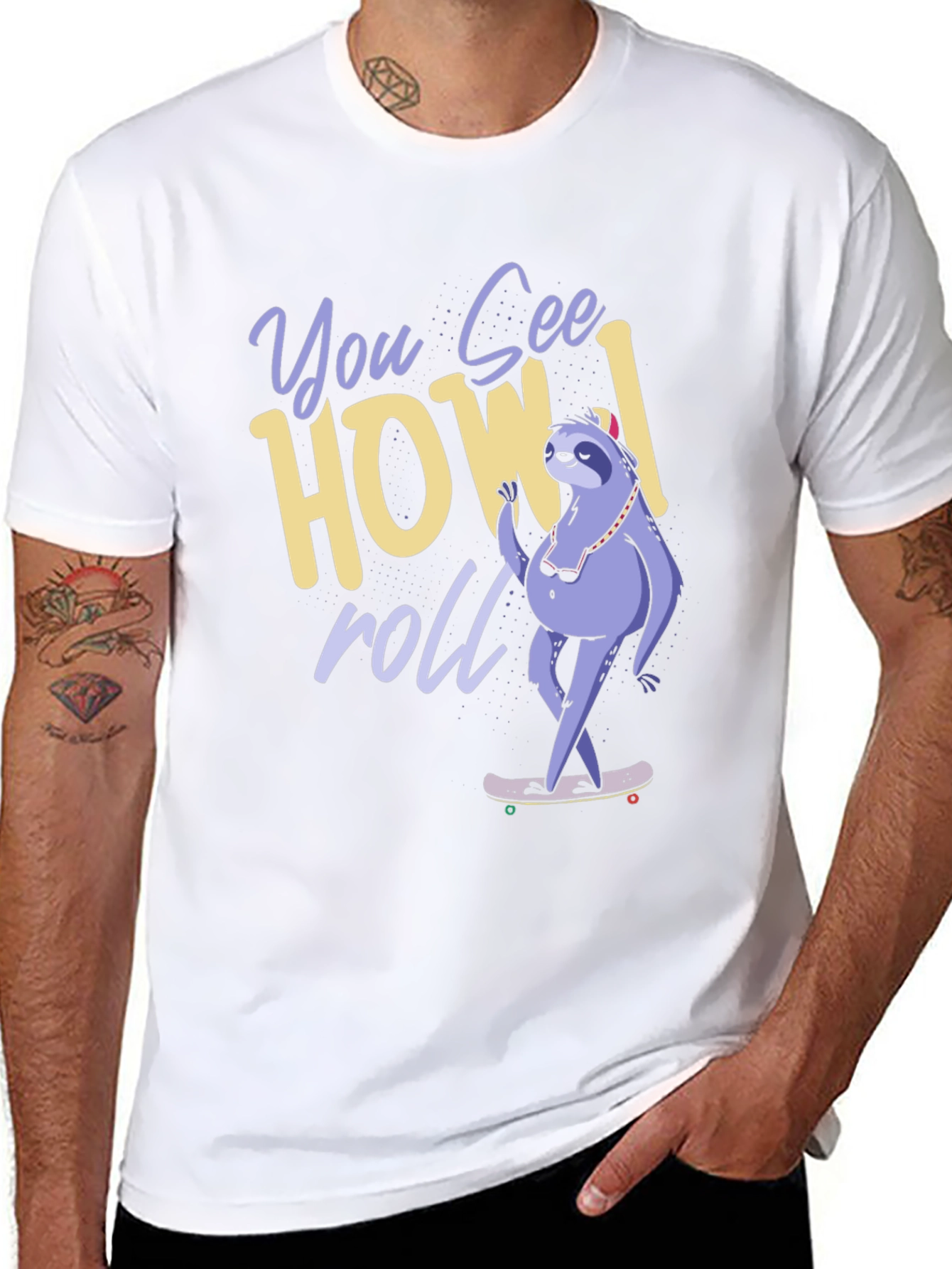 Sloth Skateboard T-Shirt - How I Roll Graphic Tee