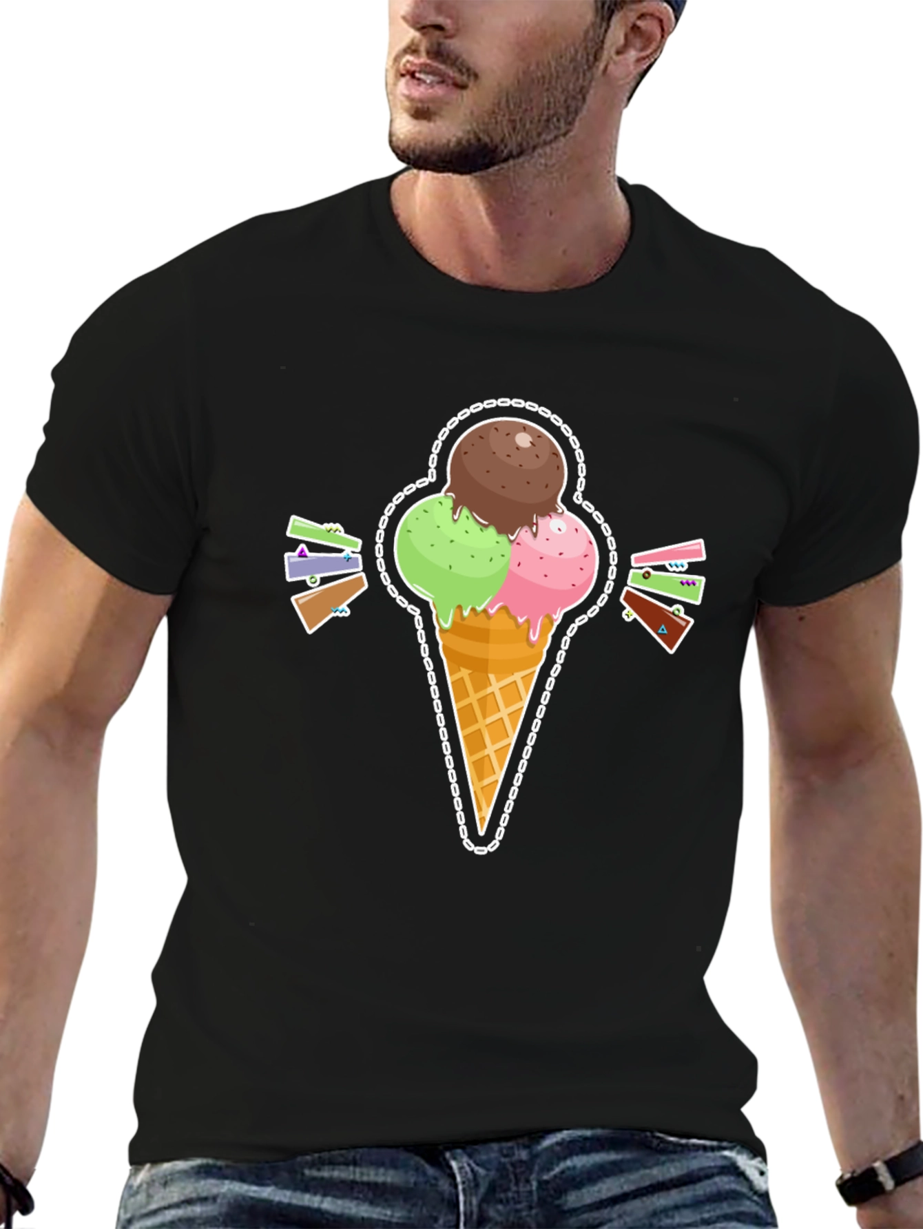 Ice Cream Cone Graphic Tee - Stylish Summer Shirt