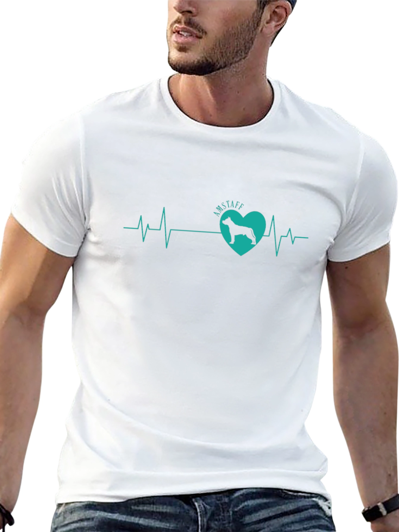 Amstaff Dog Heartbeat T-Shirt