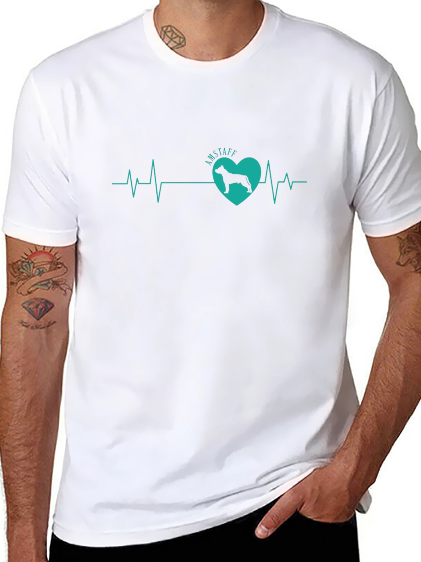 Amstaff Dog Heartbeat T-Shirt