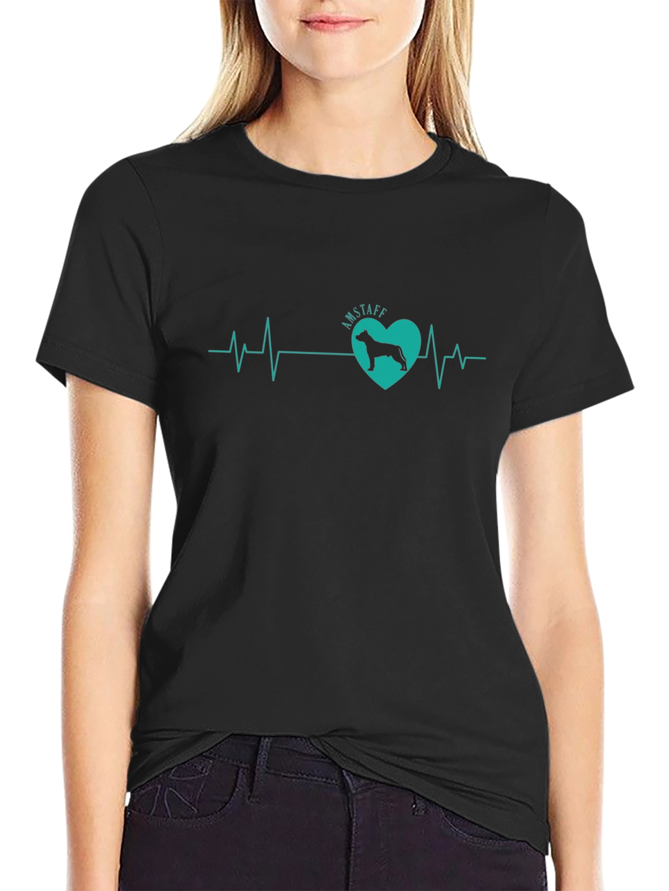 Amstaff Dog Heartbeat T-Shirt