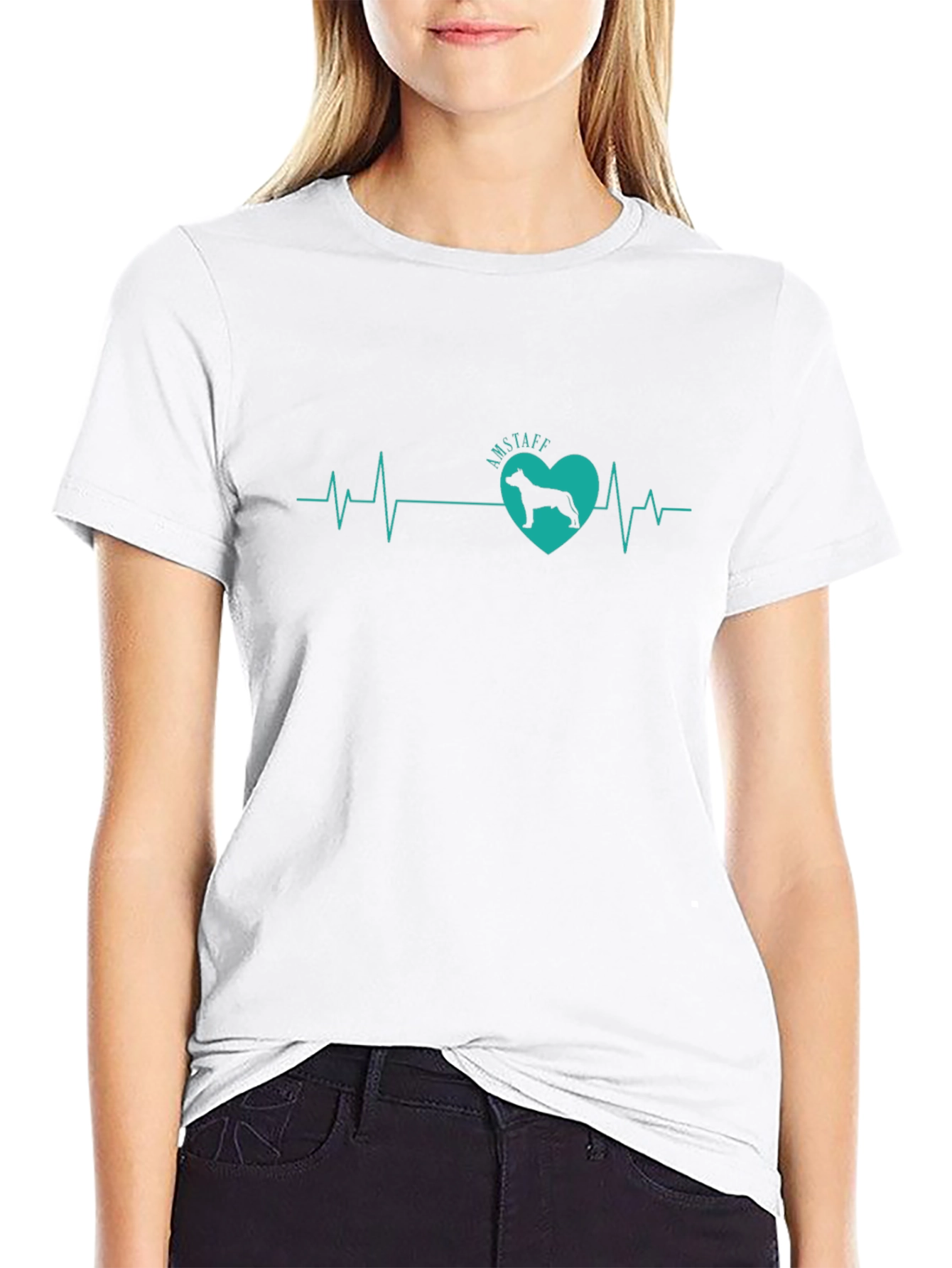Amstaff Dog Heartbeat T-Shirt