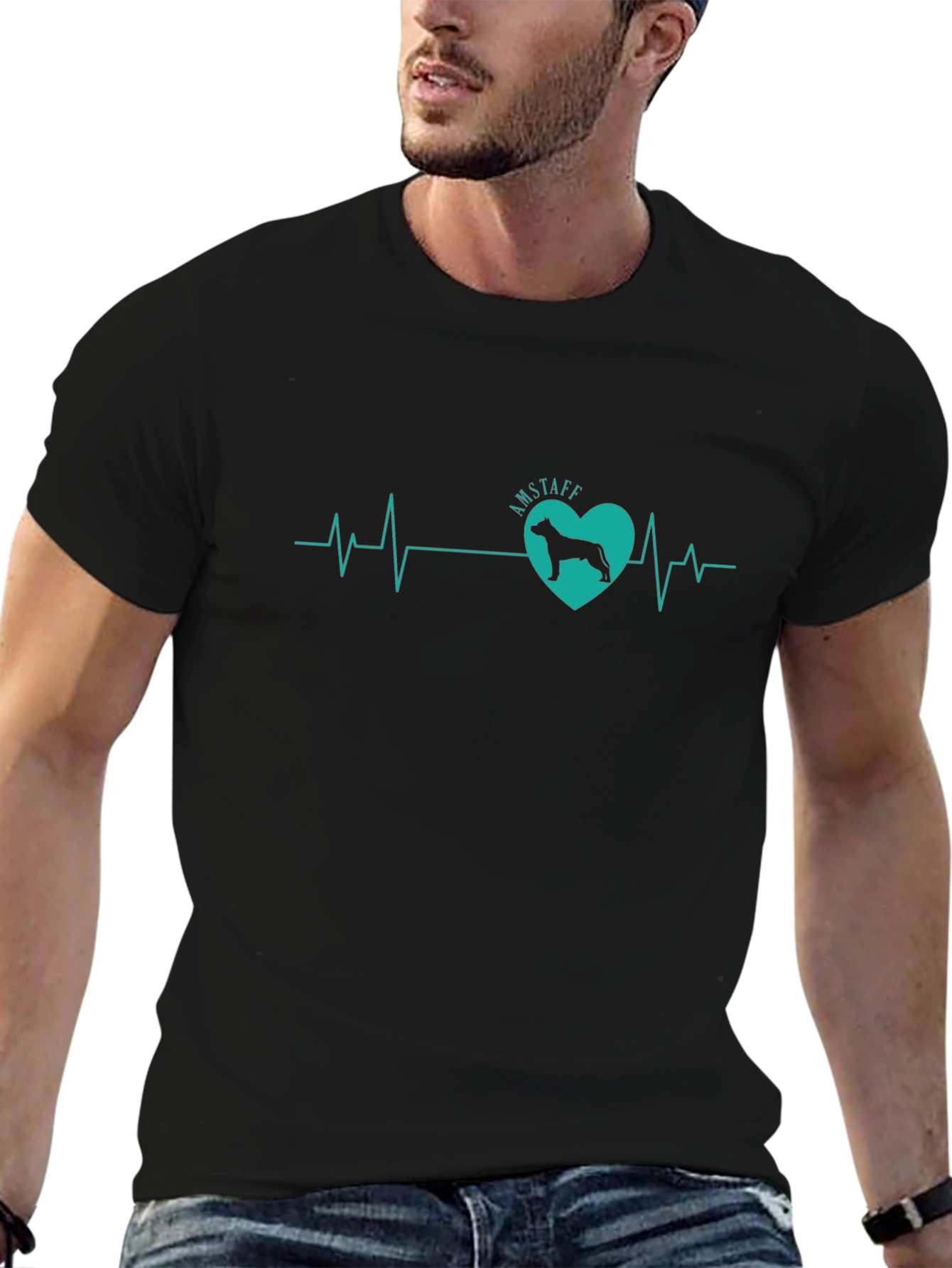 Amstaff Dog Heartbeat T-Shirt