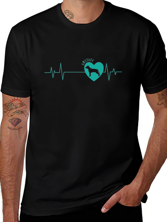 Amstaff Dog Heartbeat T-Shirt