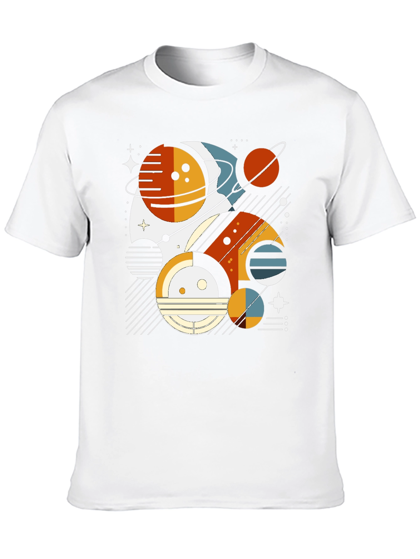 Geometric Planet Graphic Tee - Modern Space Design