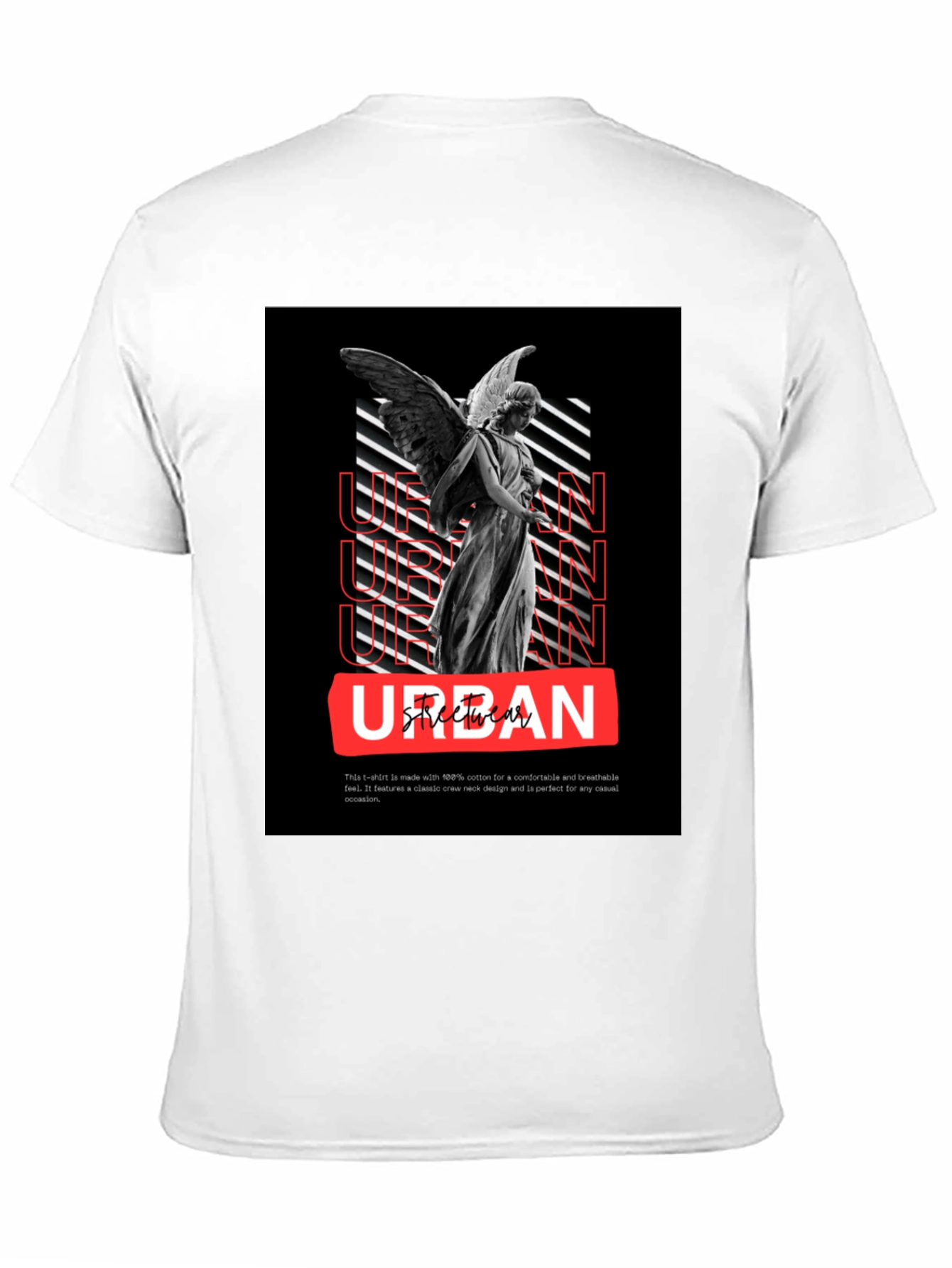 Urban Angel Graphic Tee - Black Cotton Casual T-Shirt
