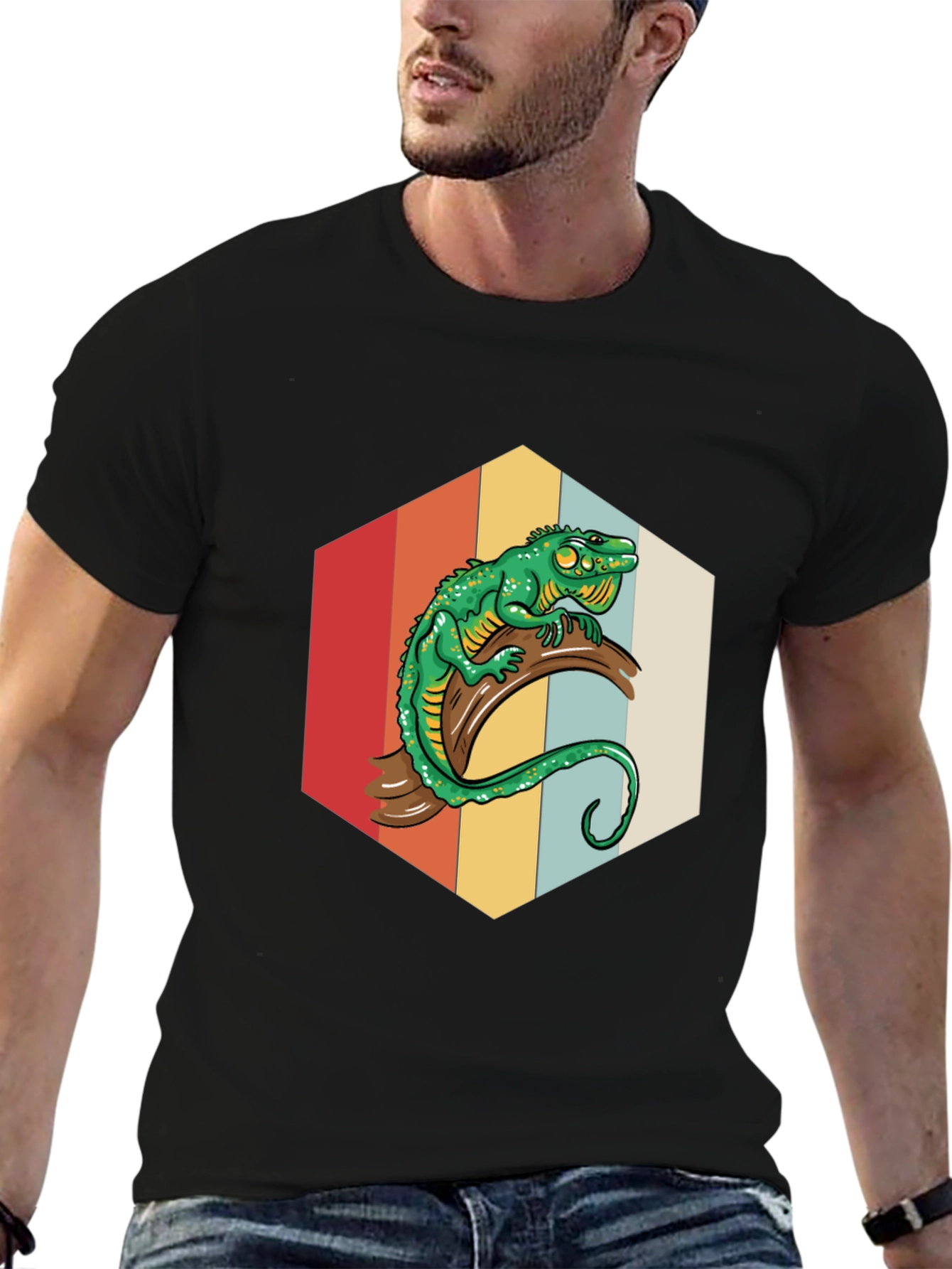 Retro Lizard Graphic Tee - Cool Reptile Design