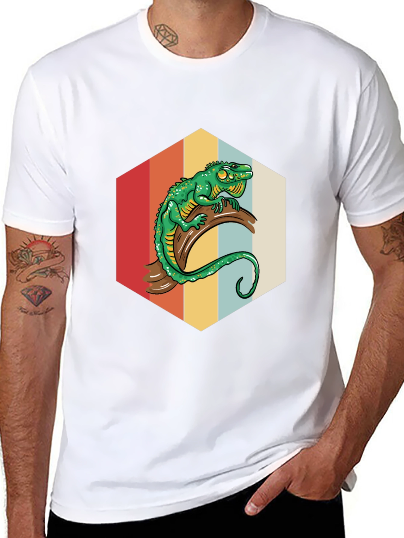 Retro Lizard Graphic Tee - Cool Reptile Design