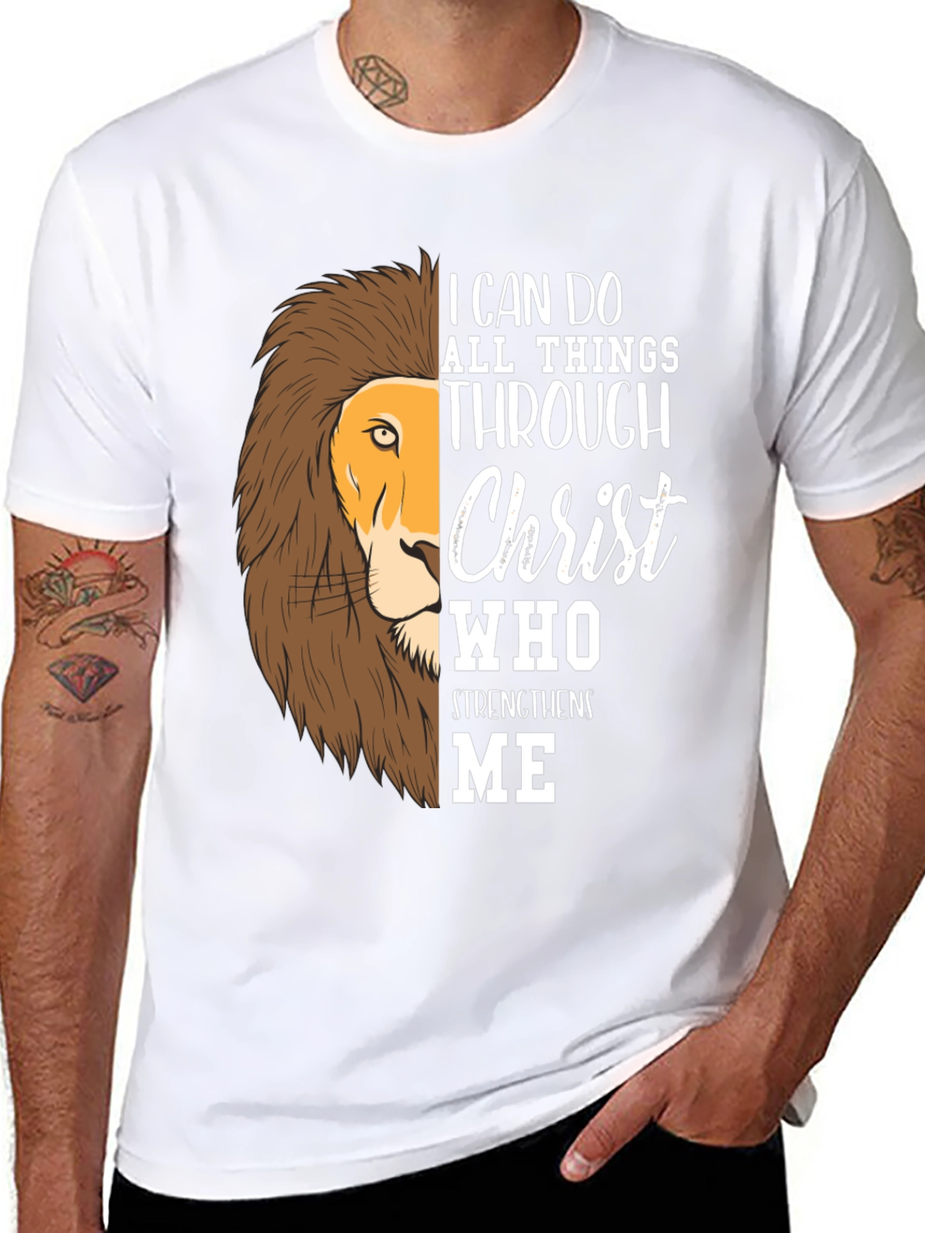Lion Christ Graphic T-Shirt - Strength and Faith