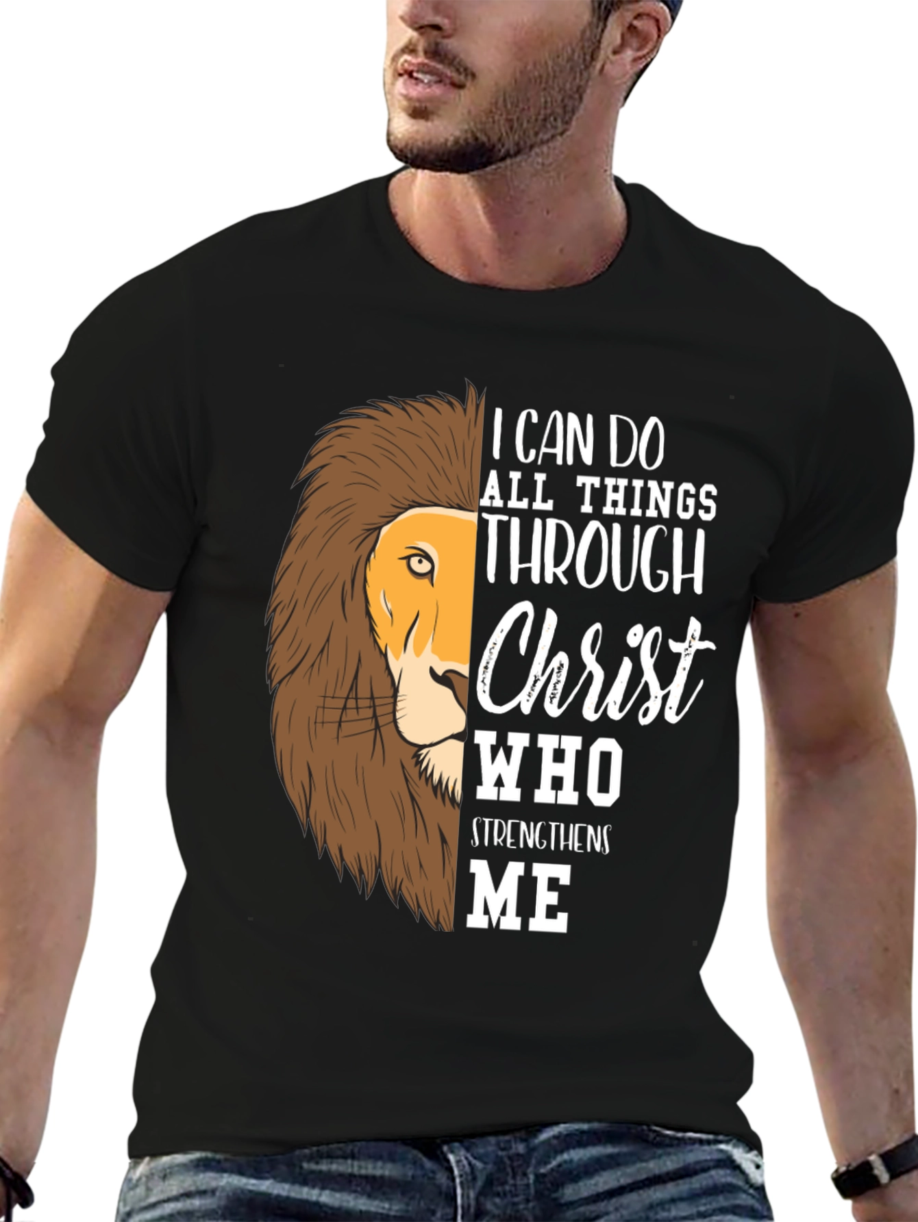 Lion Christ Graphic T-Shirt - Strength and Faith