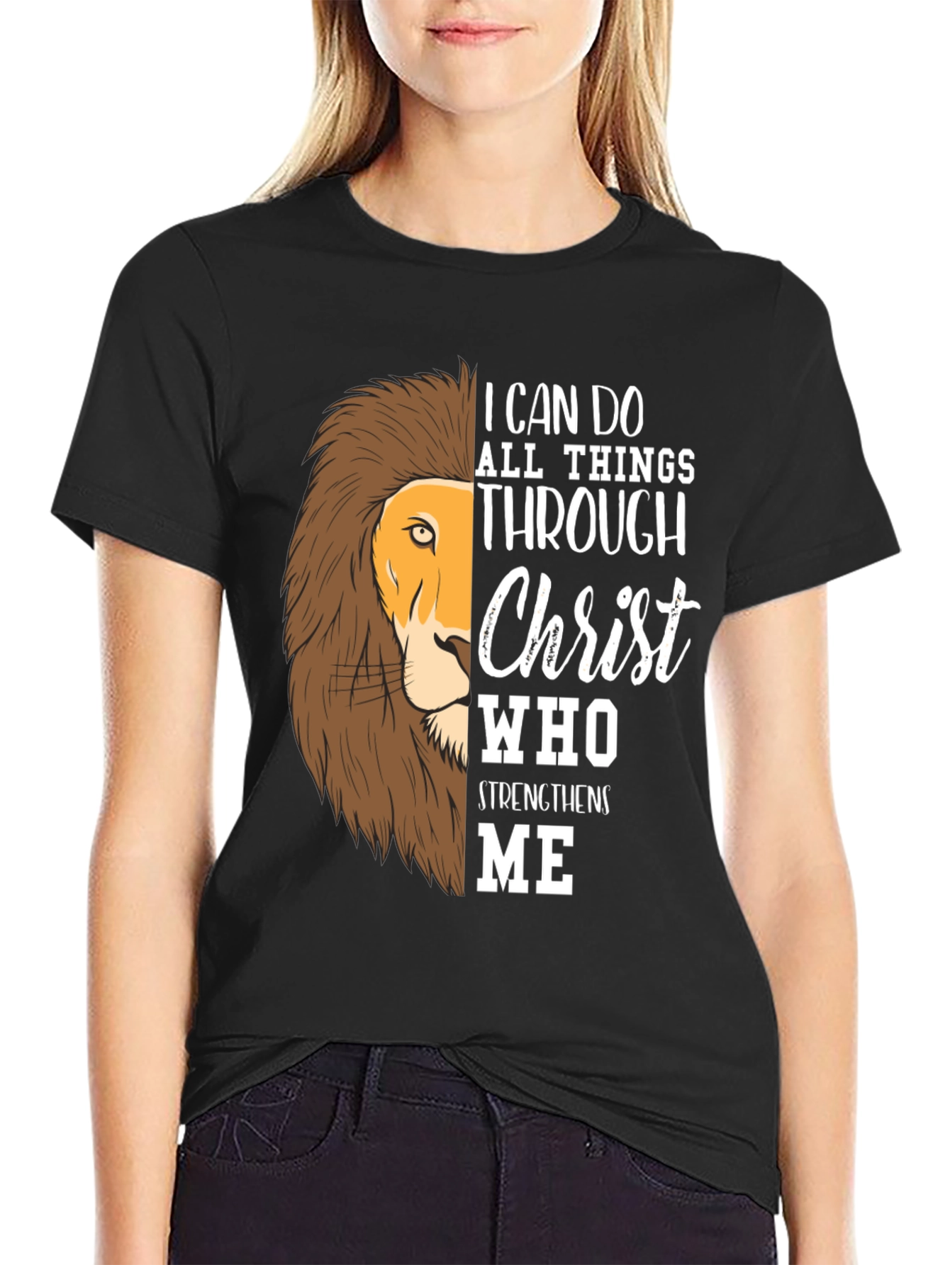Lion Christ Graphic T-Shirt - Strength and Faith