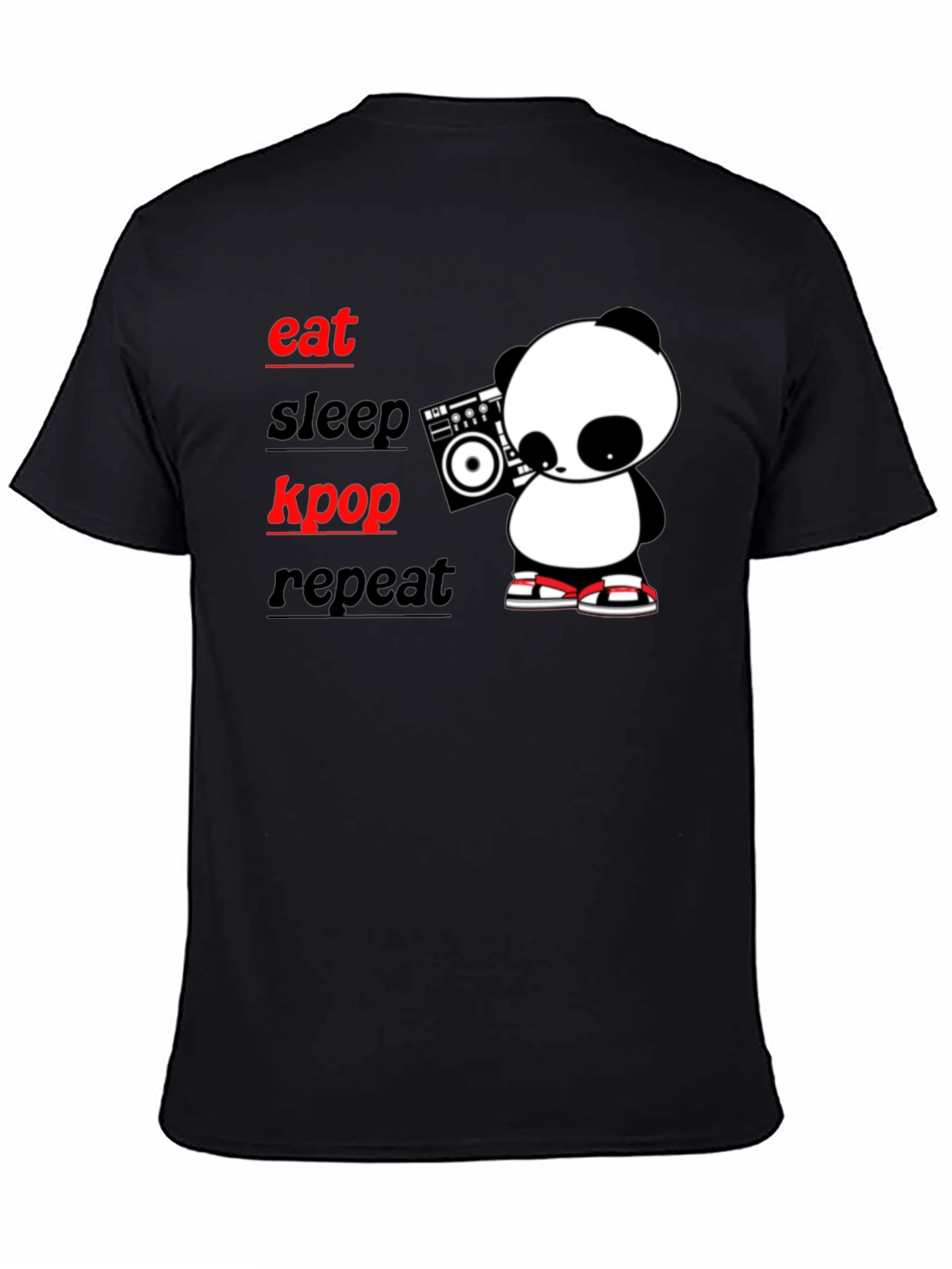 Eat Sleep Kpop Repeat Panda Graphic T-Shirt