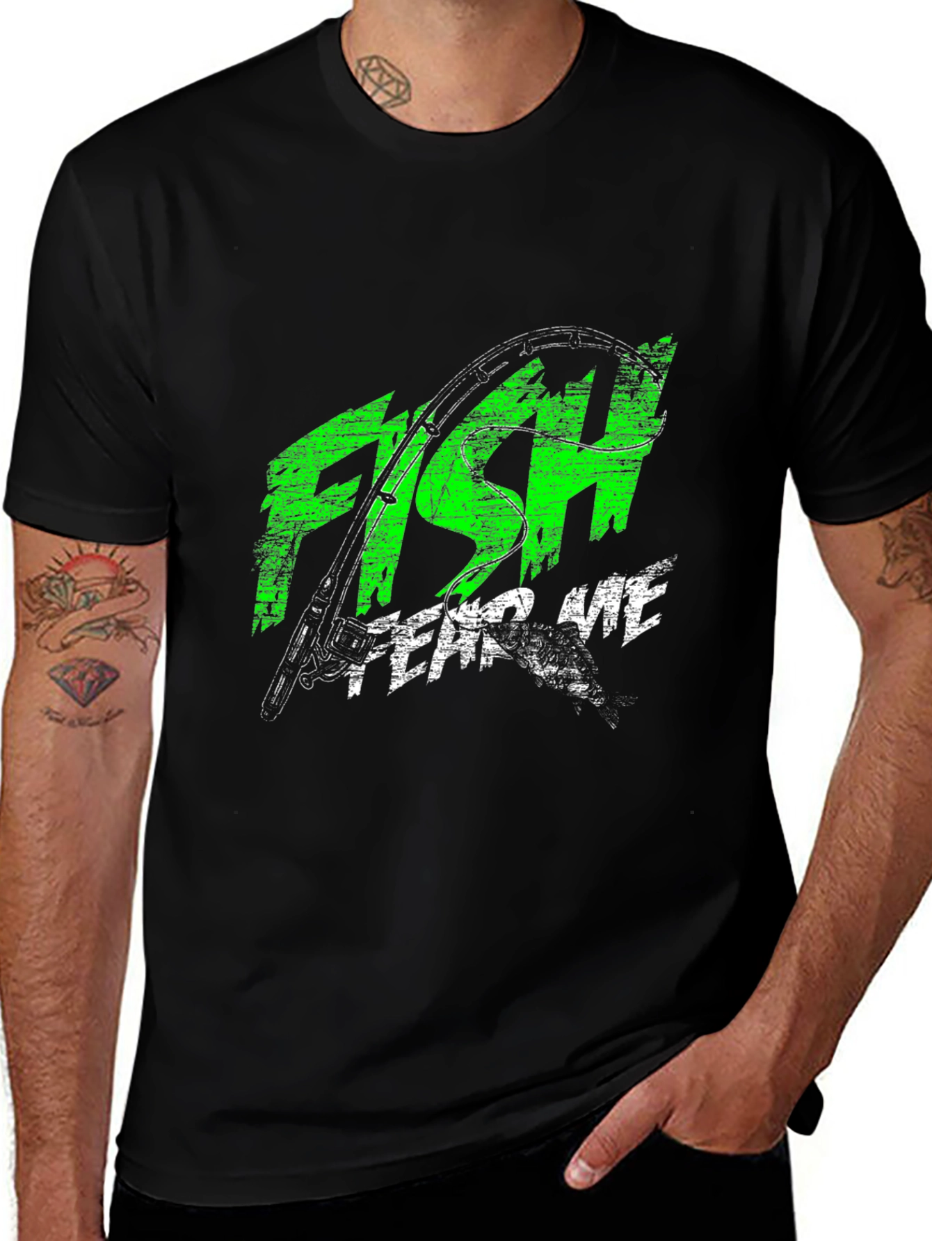 Mens Black Fish Fear Me Graphic Tee