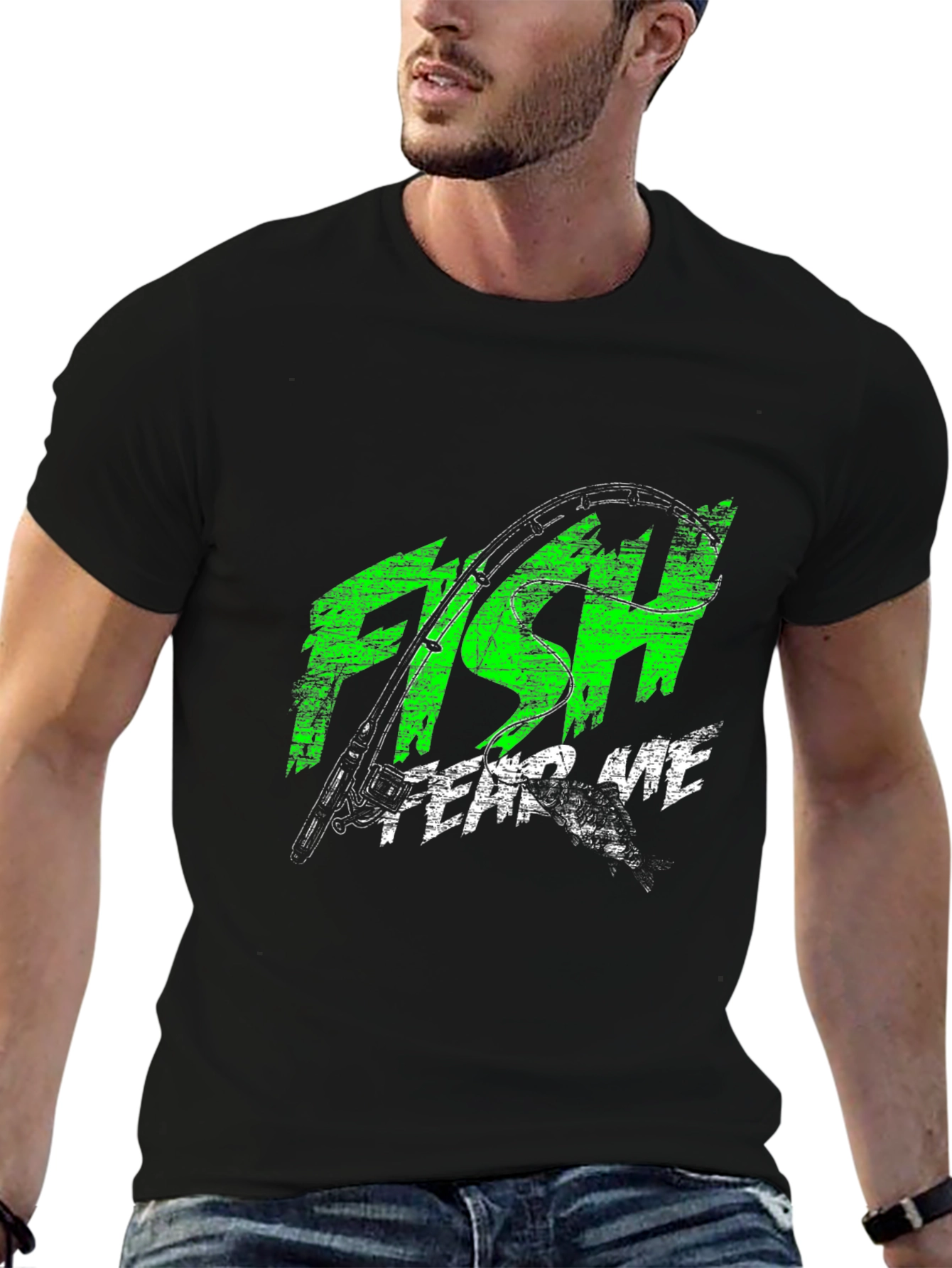 Mens Black Fish Fear Me Graphic Tee