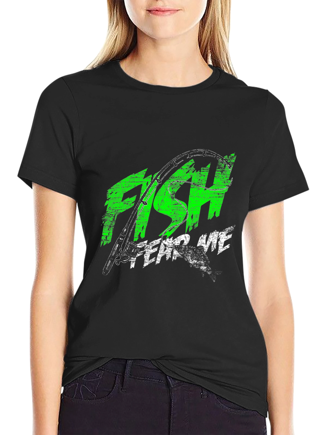 Mens Black Fish Fear Me Graphic Tee