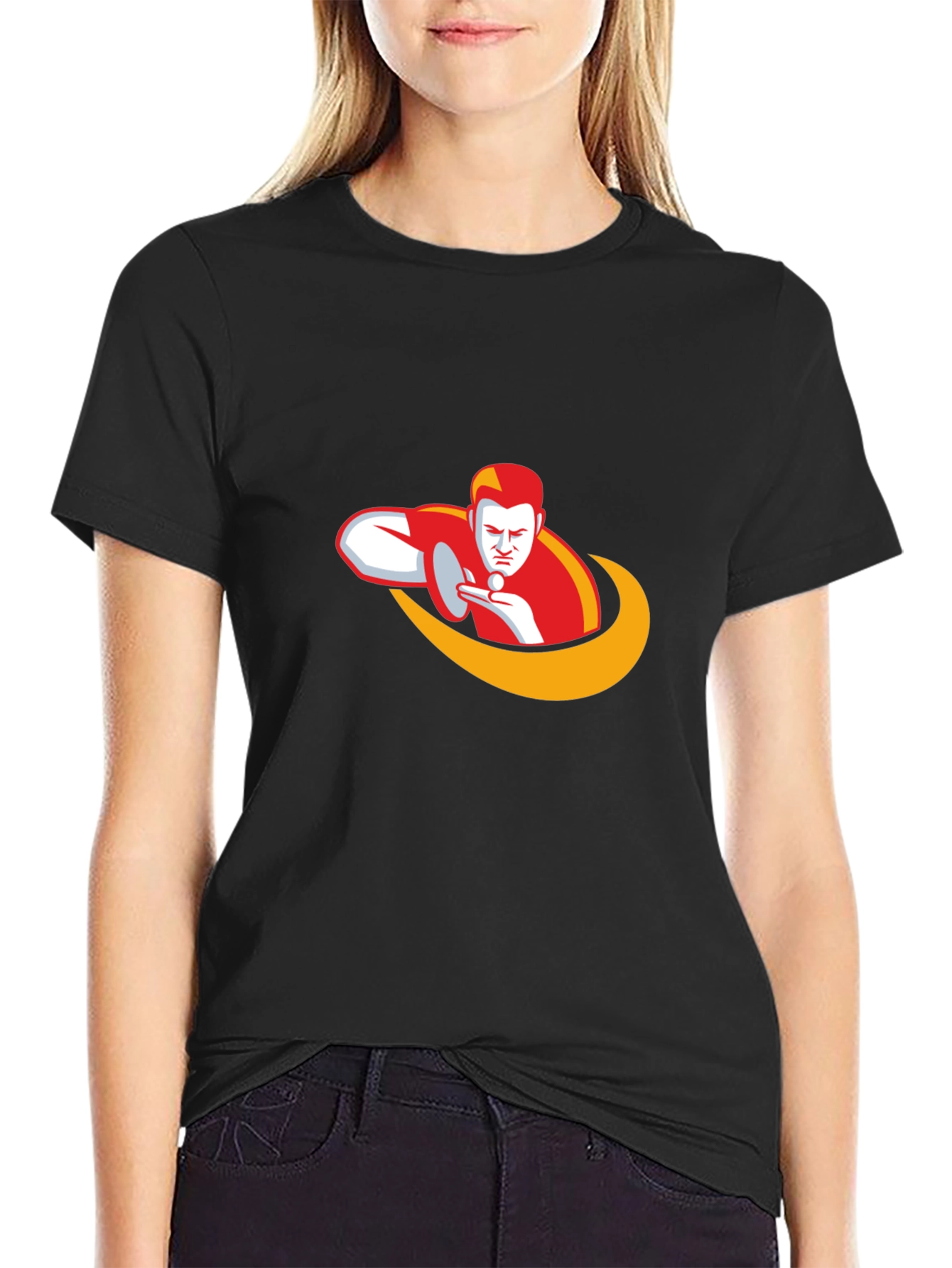 Ping Pong Player Graphic Tee - Black