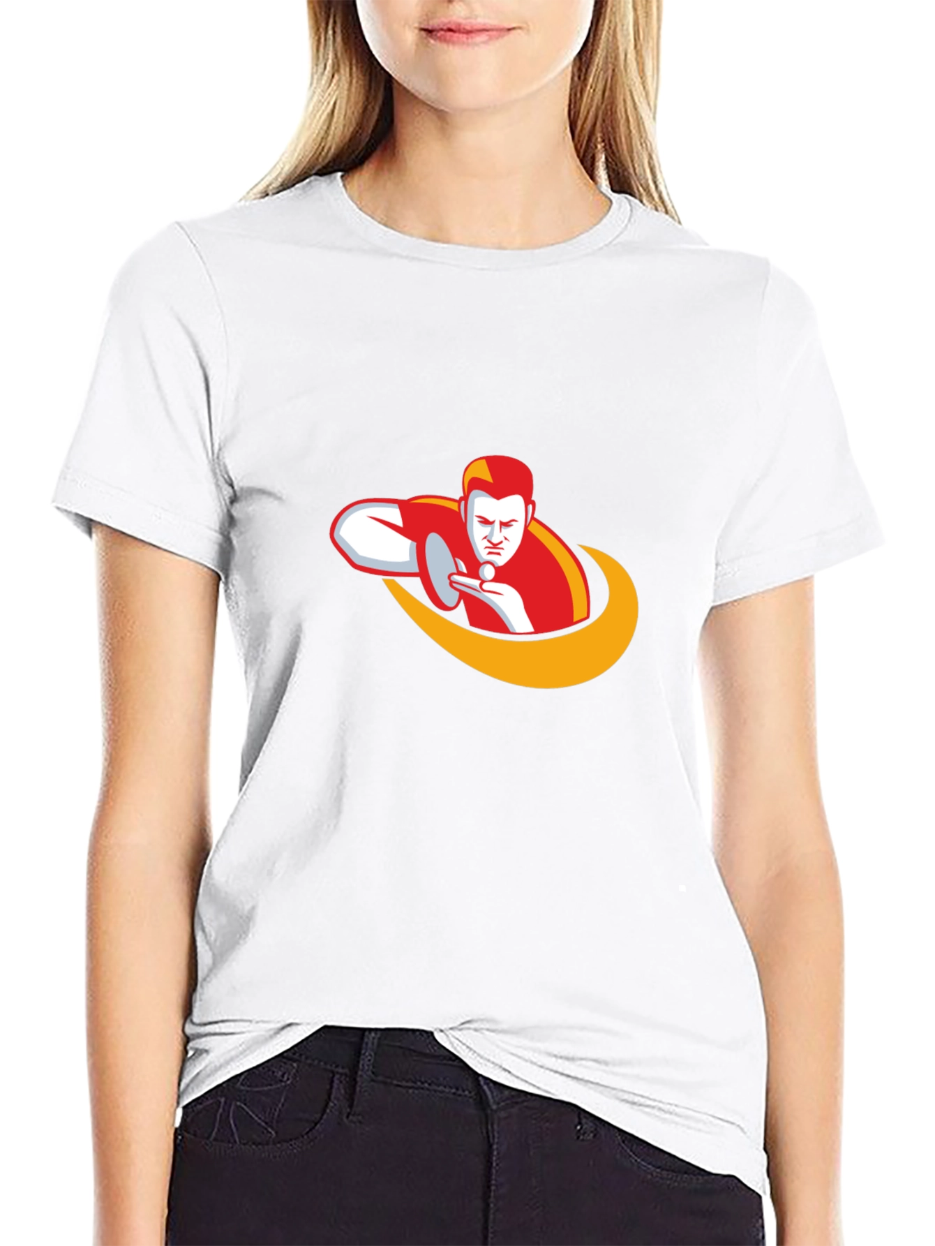 Ping Pong Player Graphic Tee - Black
