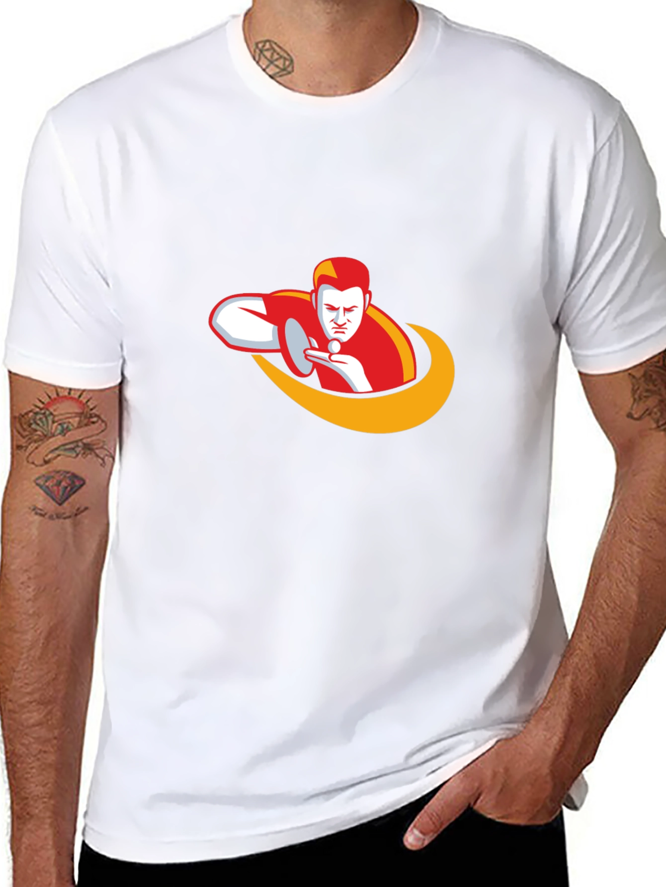 Ping Pong Player Graphic Tee - Black
