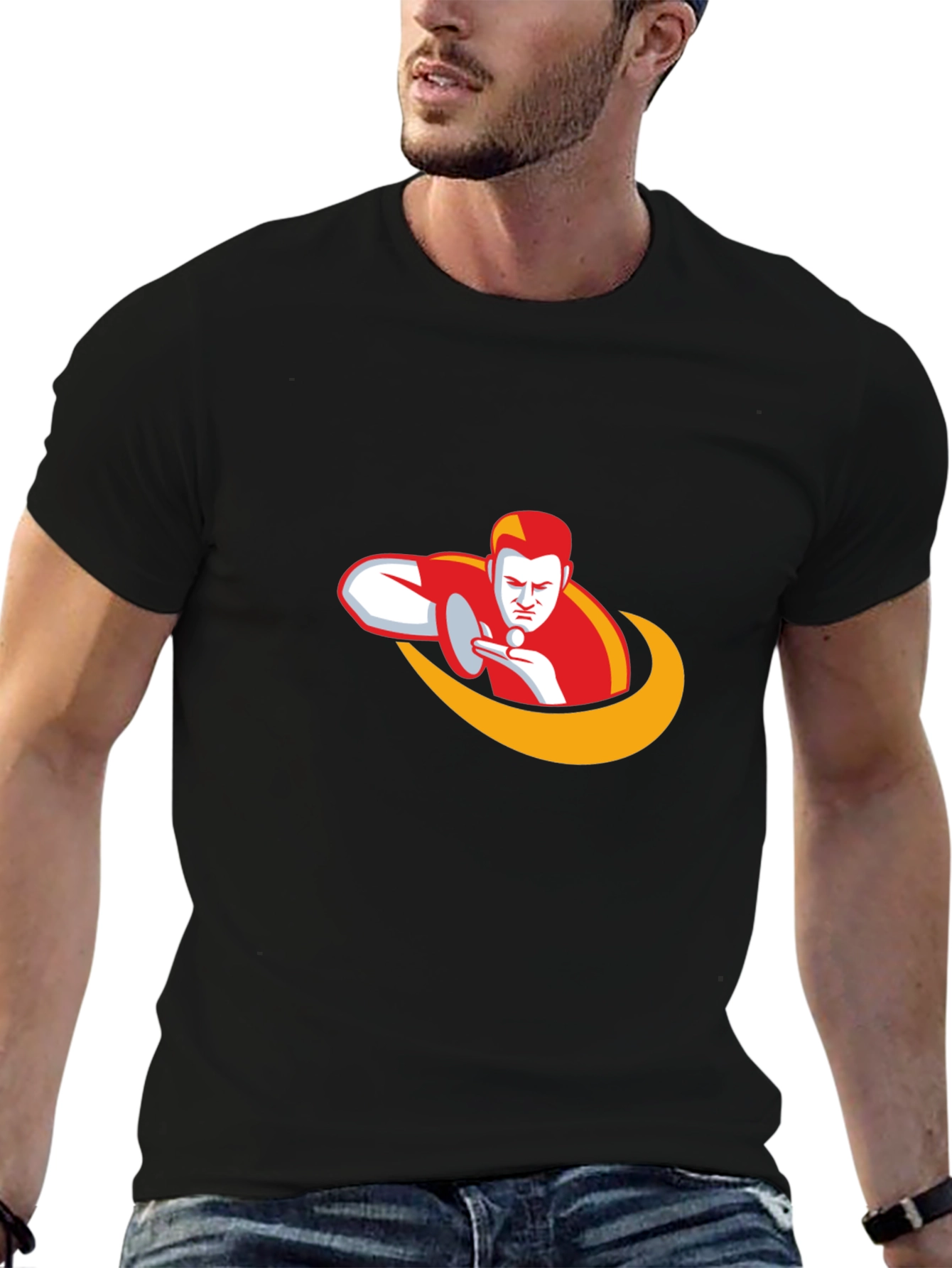 Ping Pong Player Graphic Tee - Black