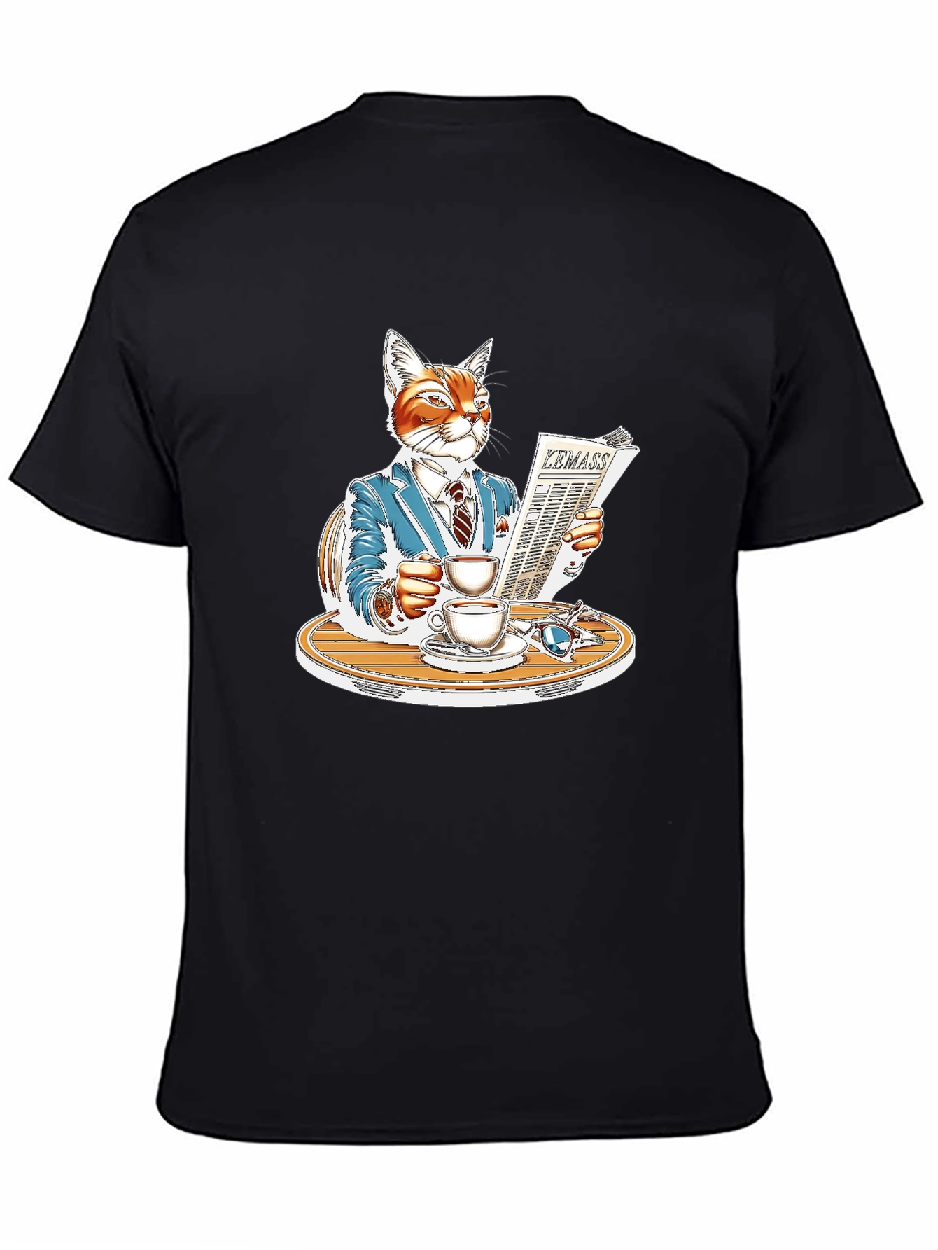 Sophisticated Cat Reading Newspaper T-Shirt