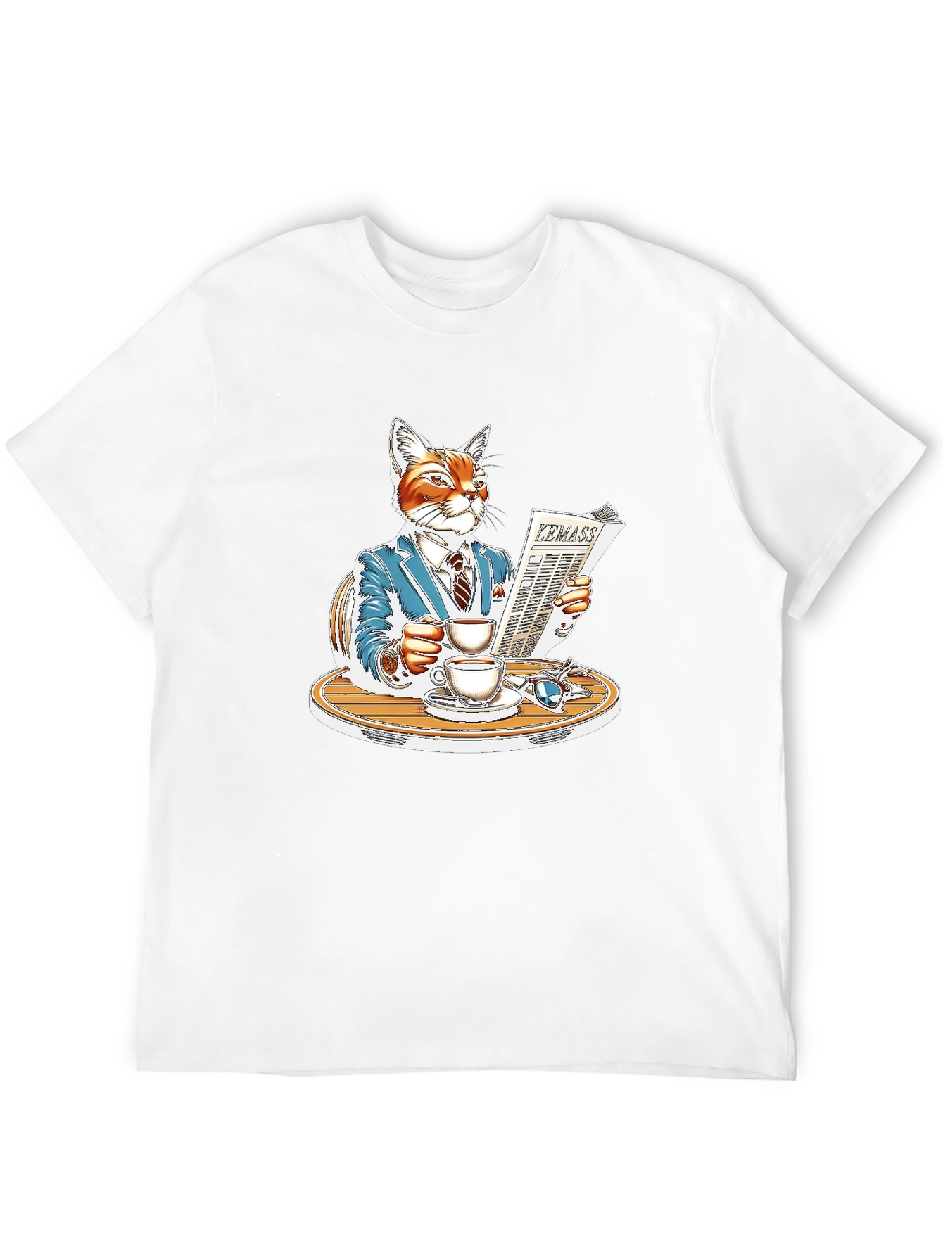 Sophisticated Cat Reading Newspaper T-Shirt