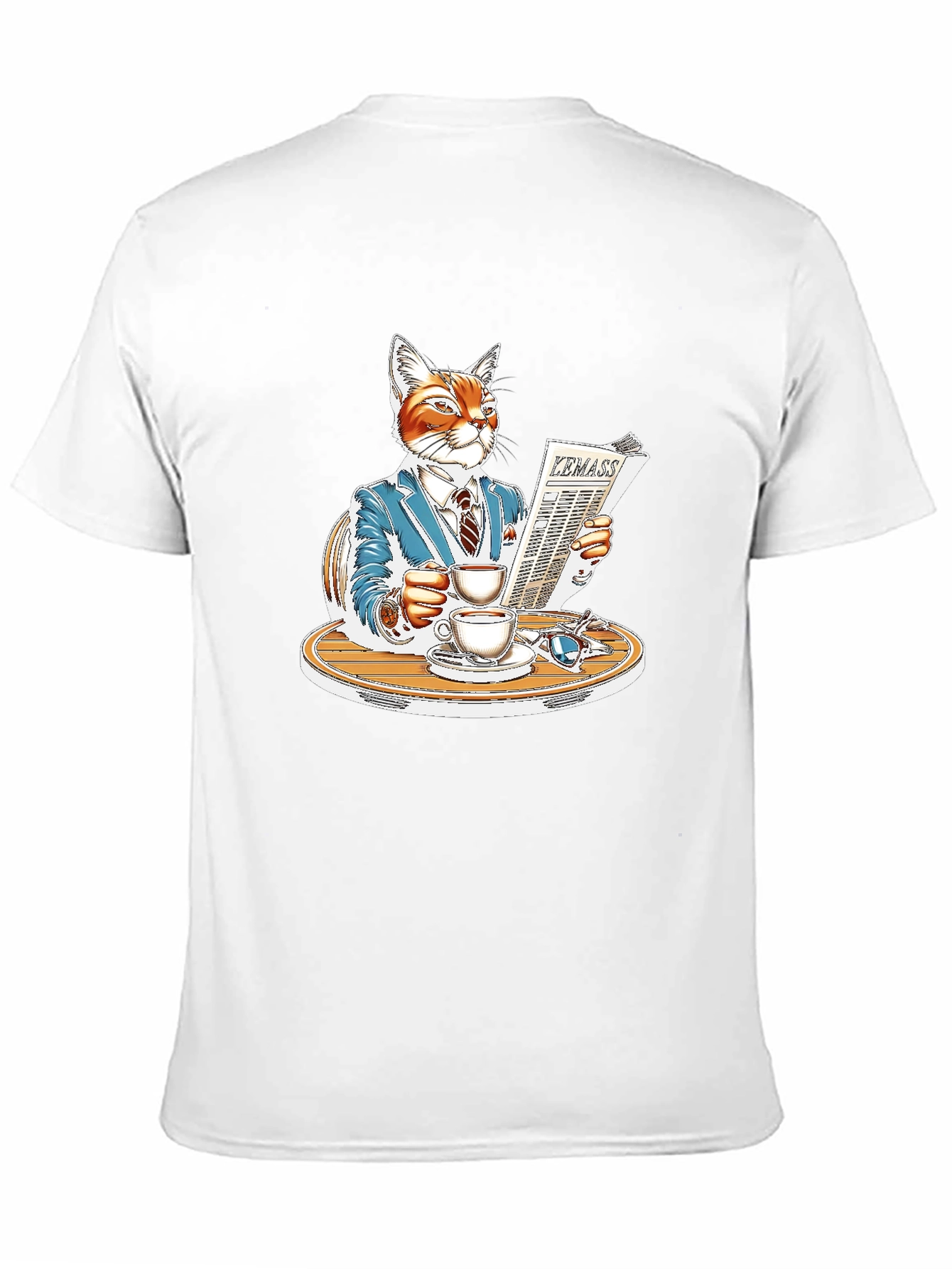 Sophisticated Cat Reading Newspaper T-Shirt