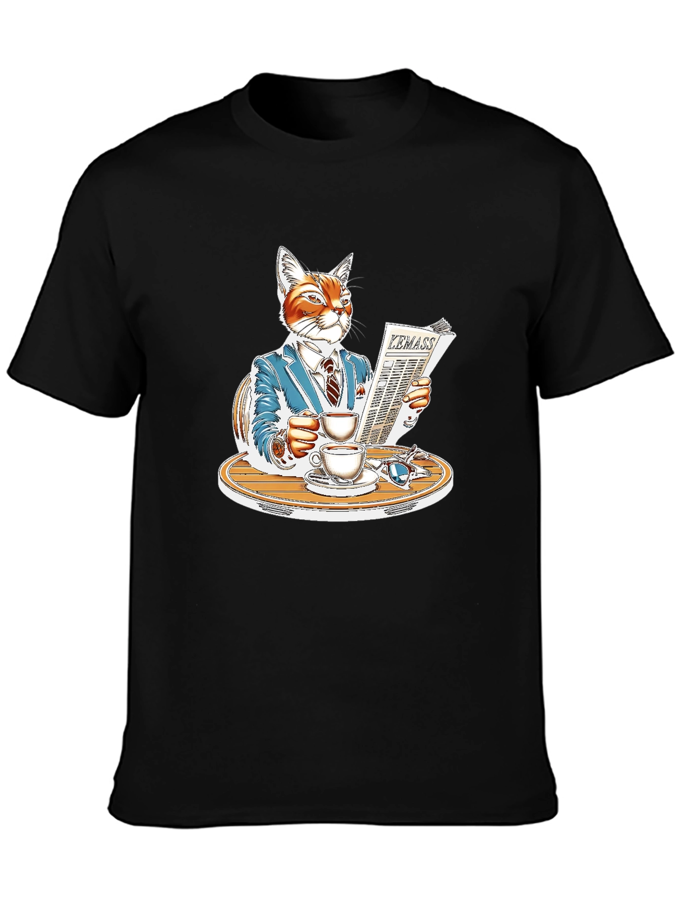 Sophisticated Cat Reading Newspaper T-Shirt