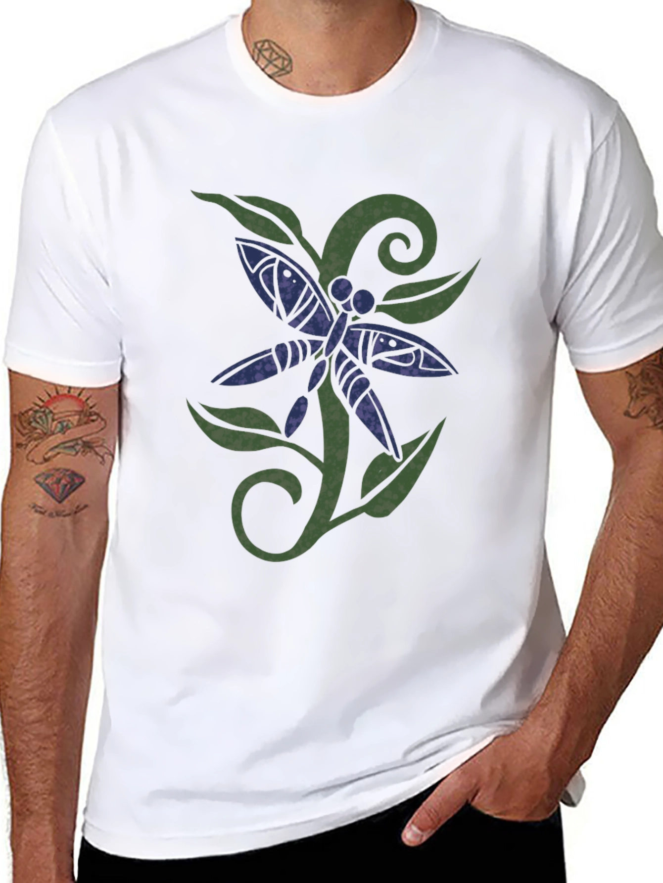Dragonfly Graphic Print Black T-Shirt