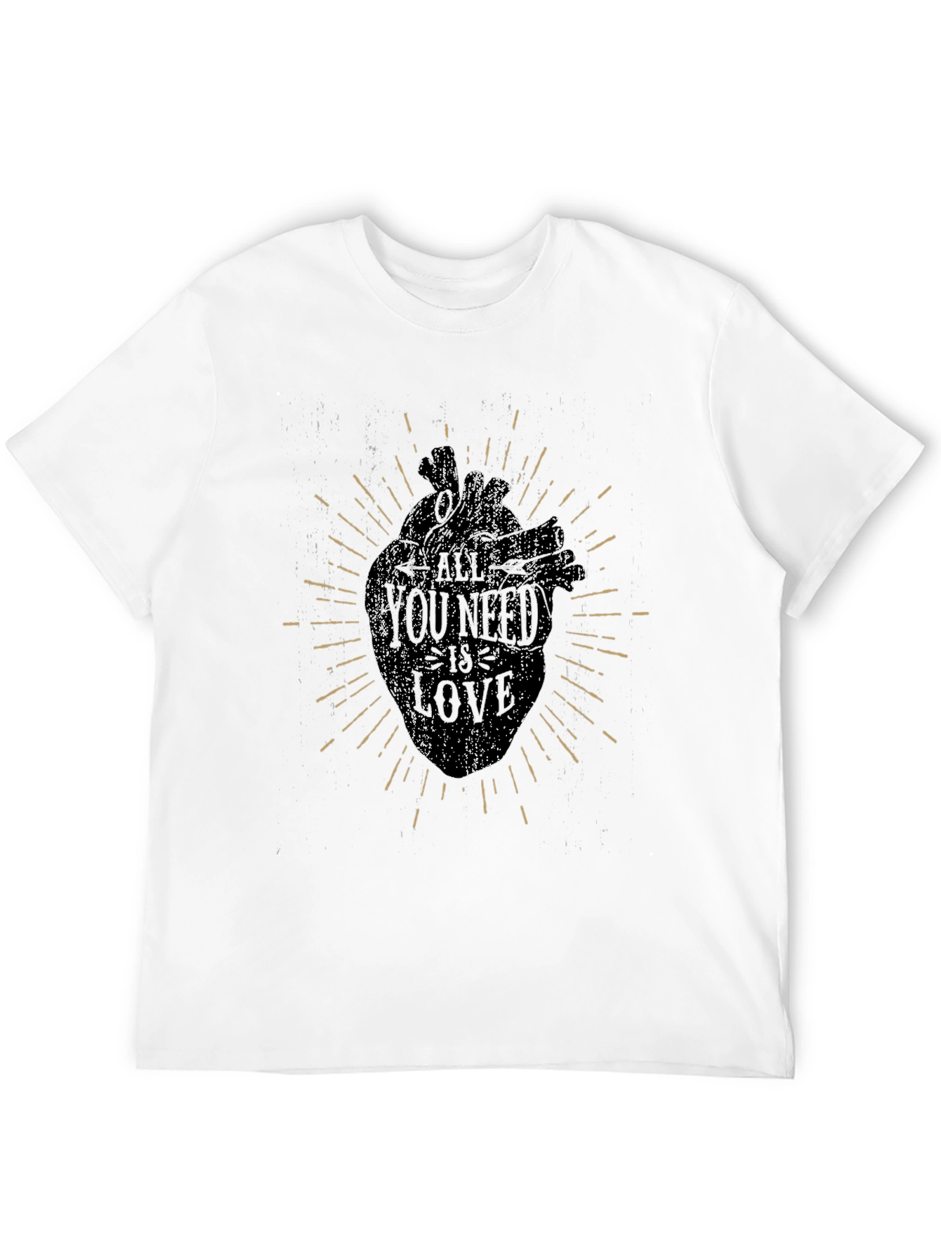 Heart Print Graphic Tee - Distressed Style