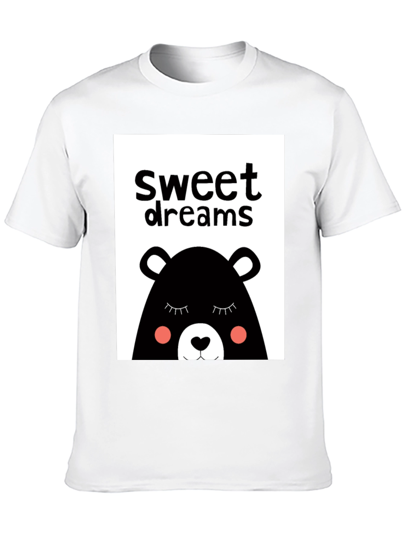 Sweet Dreams Bear Graphic Tee - Black Cotton T-Shirt