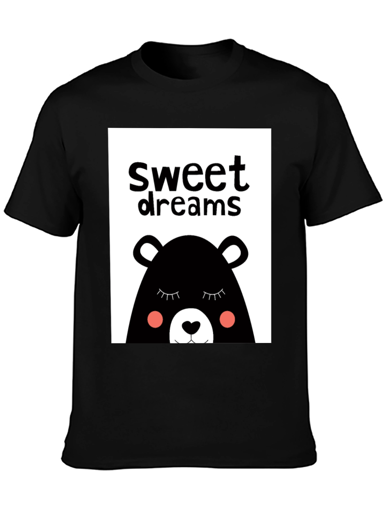 Sweet Dreams Bear Graphic Tee - Black Cotton T-Shirt