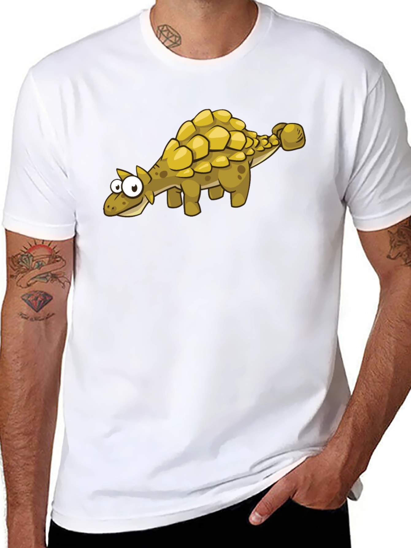 Cartoon Ankylosaurus T-Shirt - Black Dinosaur Tee