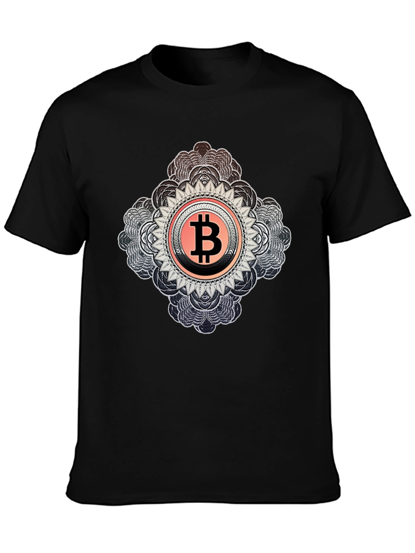 Bitcoin Mandala Graphic Black T-Shirt