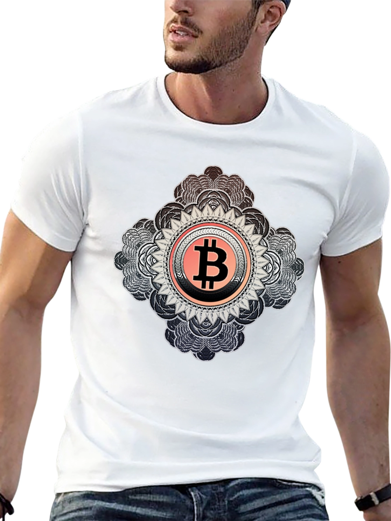 Bitcoin Mandala Graphic Black T-Shirt