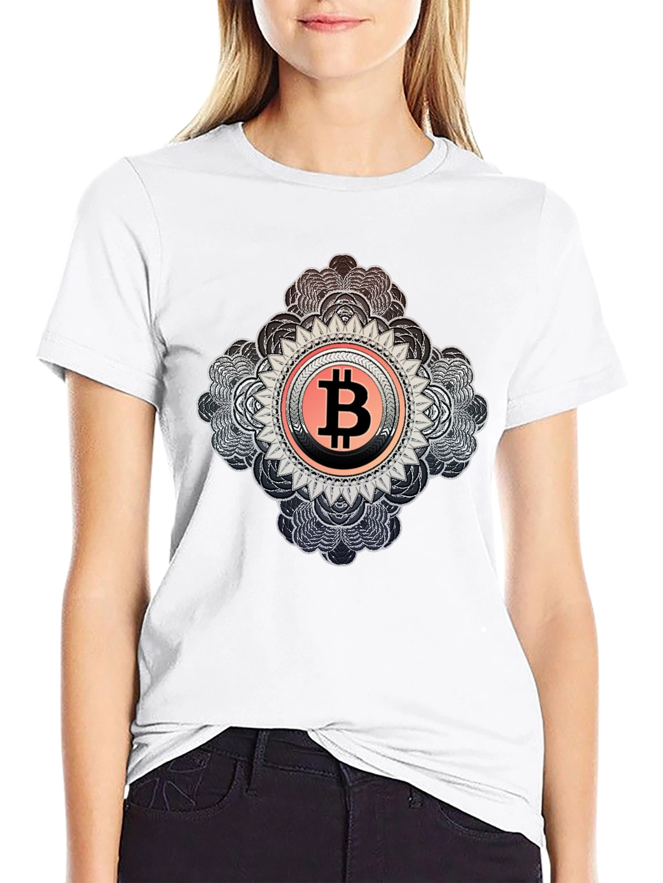 Bitcoin Mandala Graphic Black T-Shirt