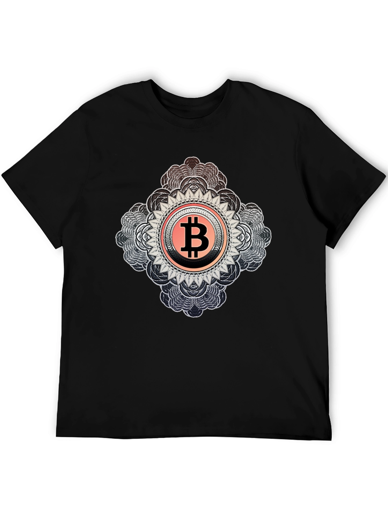 Bitcoin Mandala Graphic Black T-Shirt