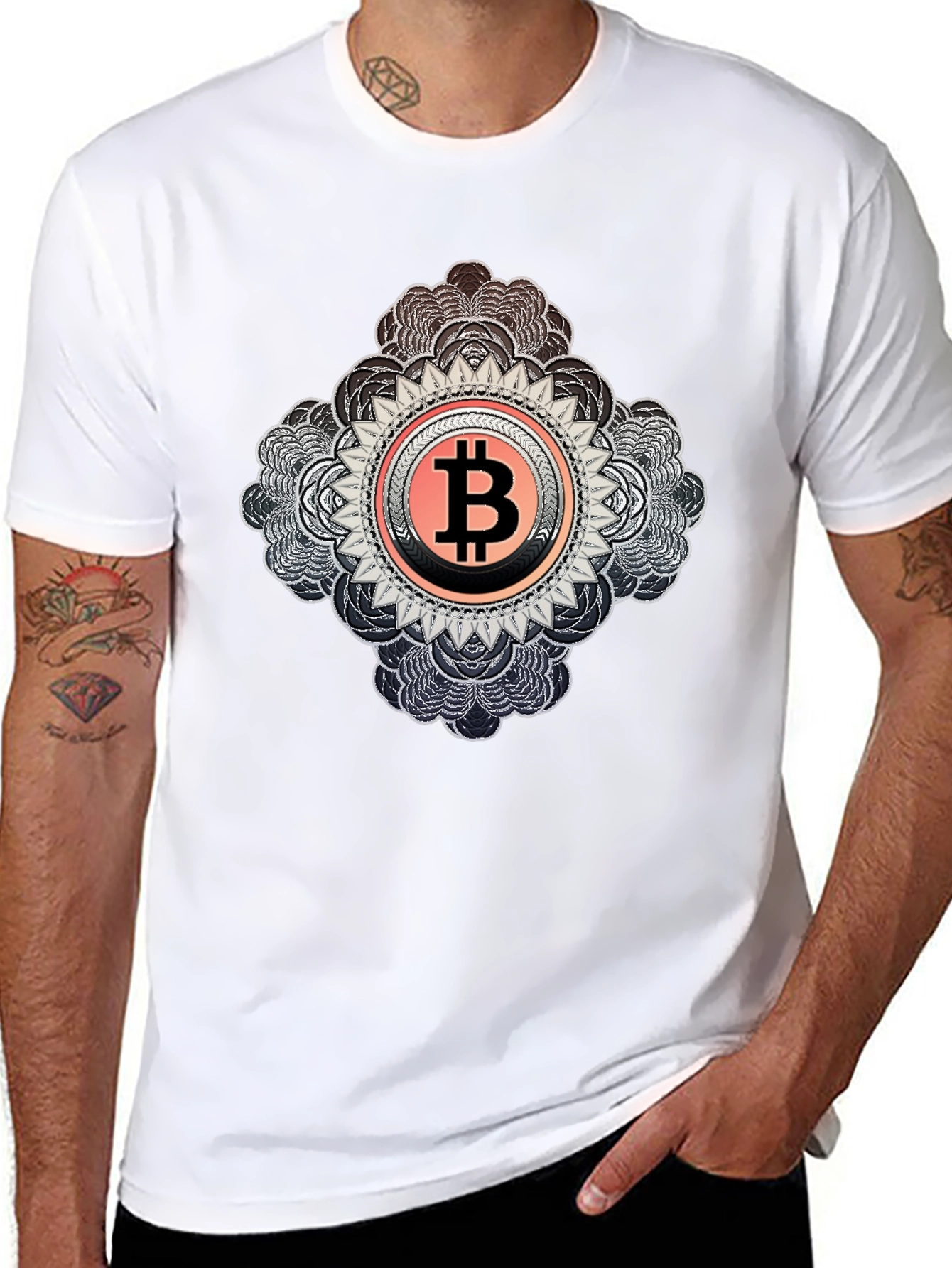 Bitcoin Mandala Graphic Black T-Shirt