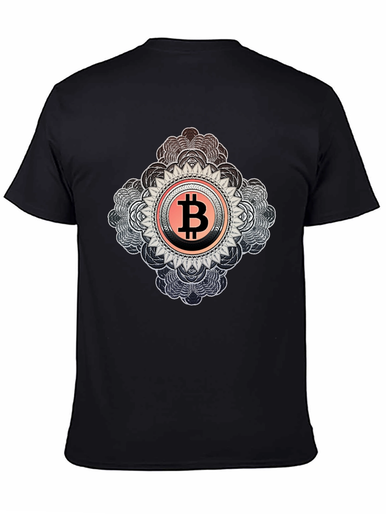 Bitcoin Mandala Graphic Black T-Shirt