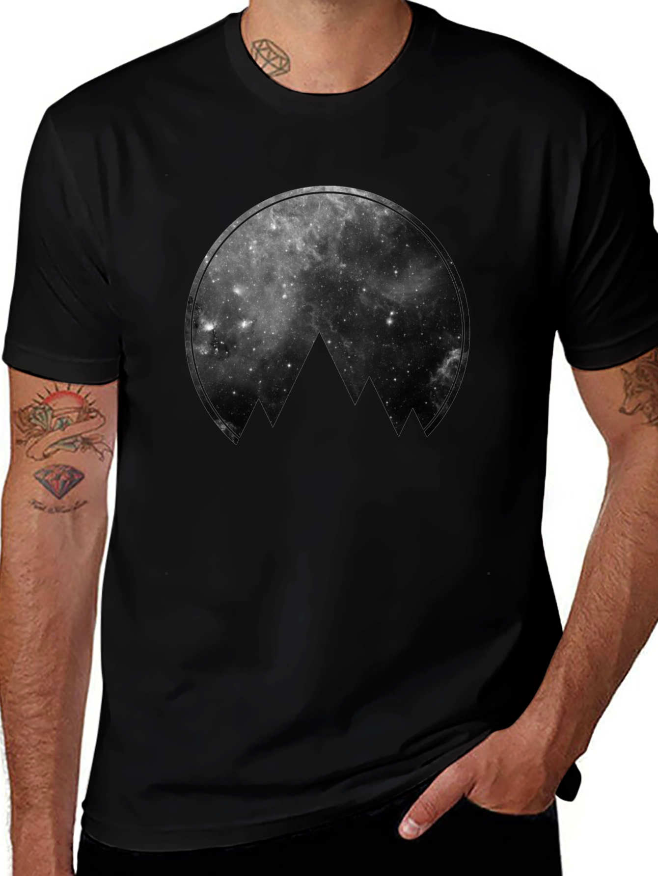 Cosmic Mountain Black Graphic Tee