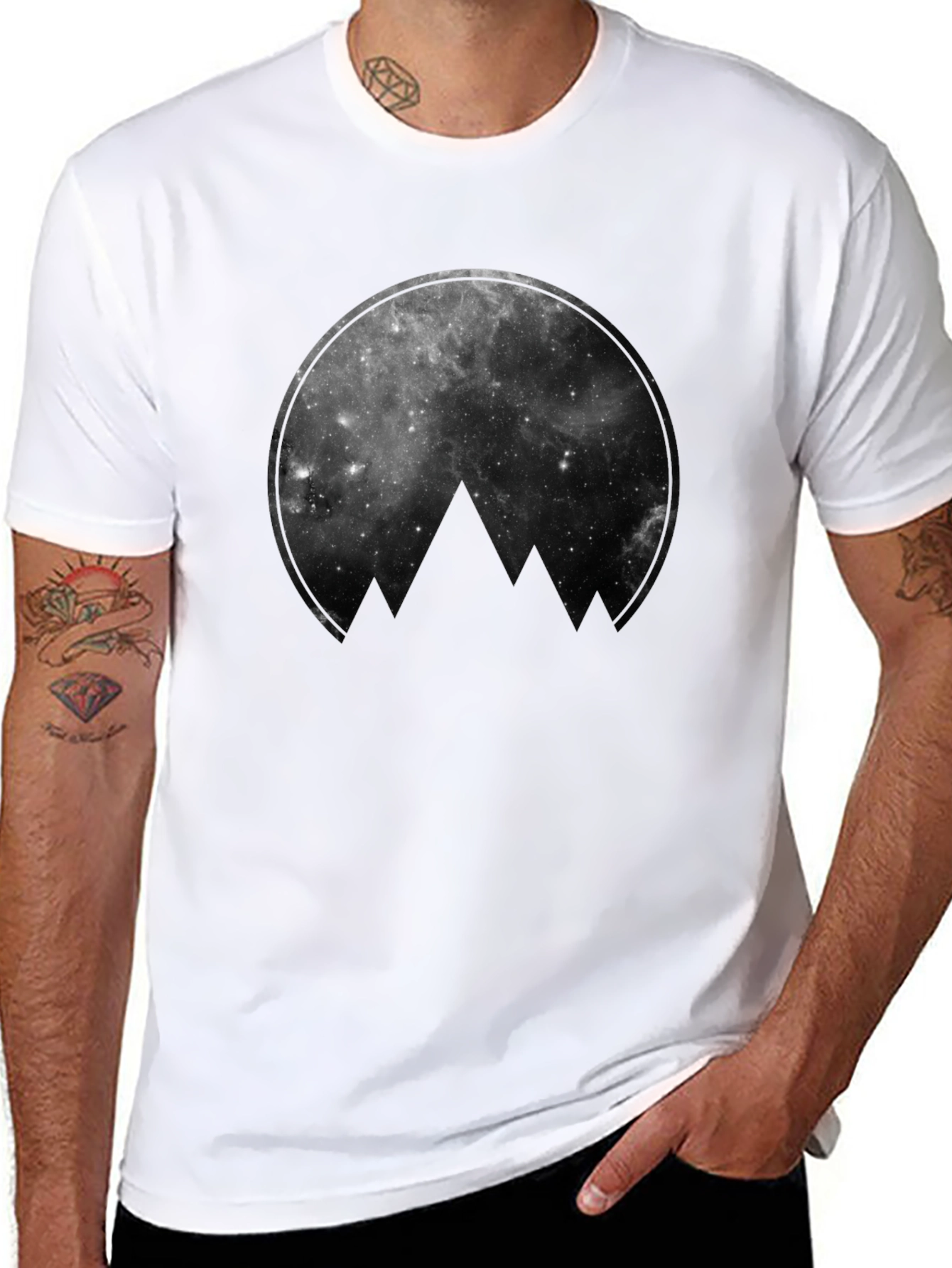 Cosmic Mountain Black Graphic Tee