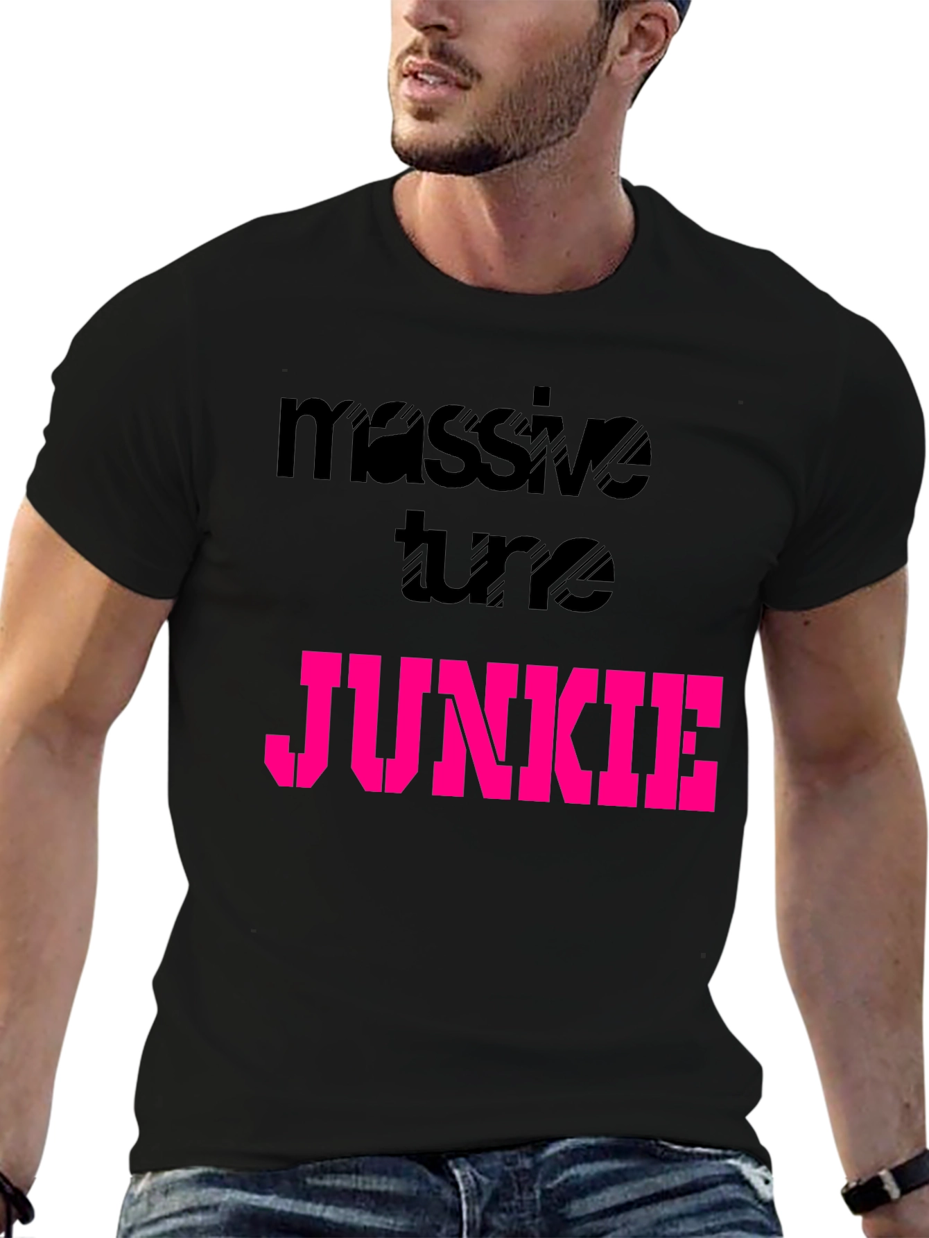 Massive Tune Junkie Black Graphic T-Shirt